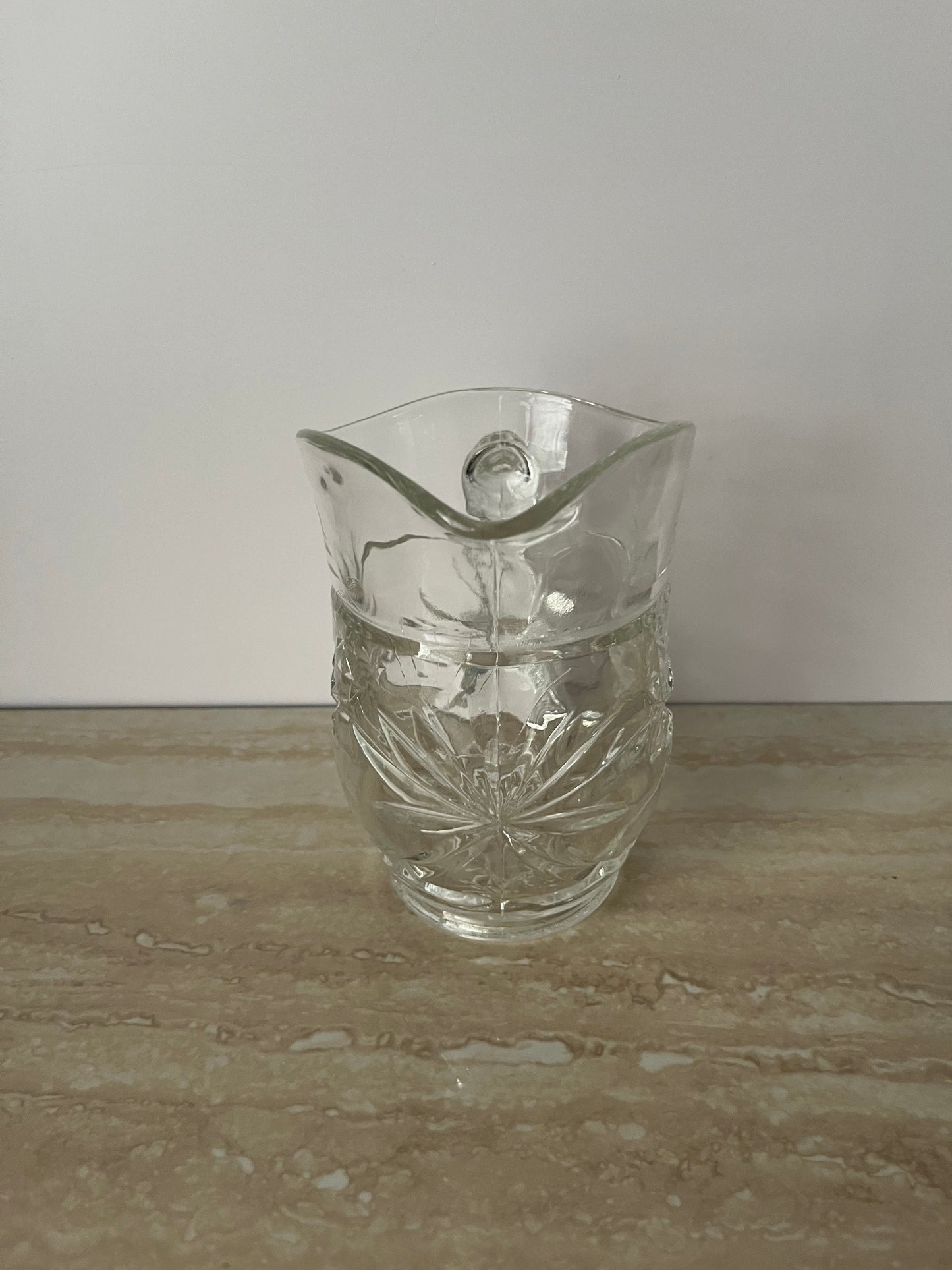 1960s Anchor Hocking Prescut Star of David Small Glass Pitcher – Early American Pressed Glass (EAPC) Creamer / Syrup Pitcher