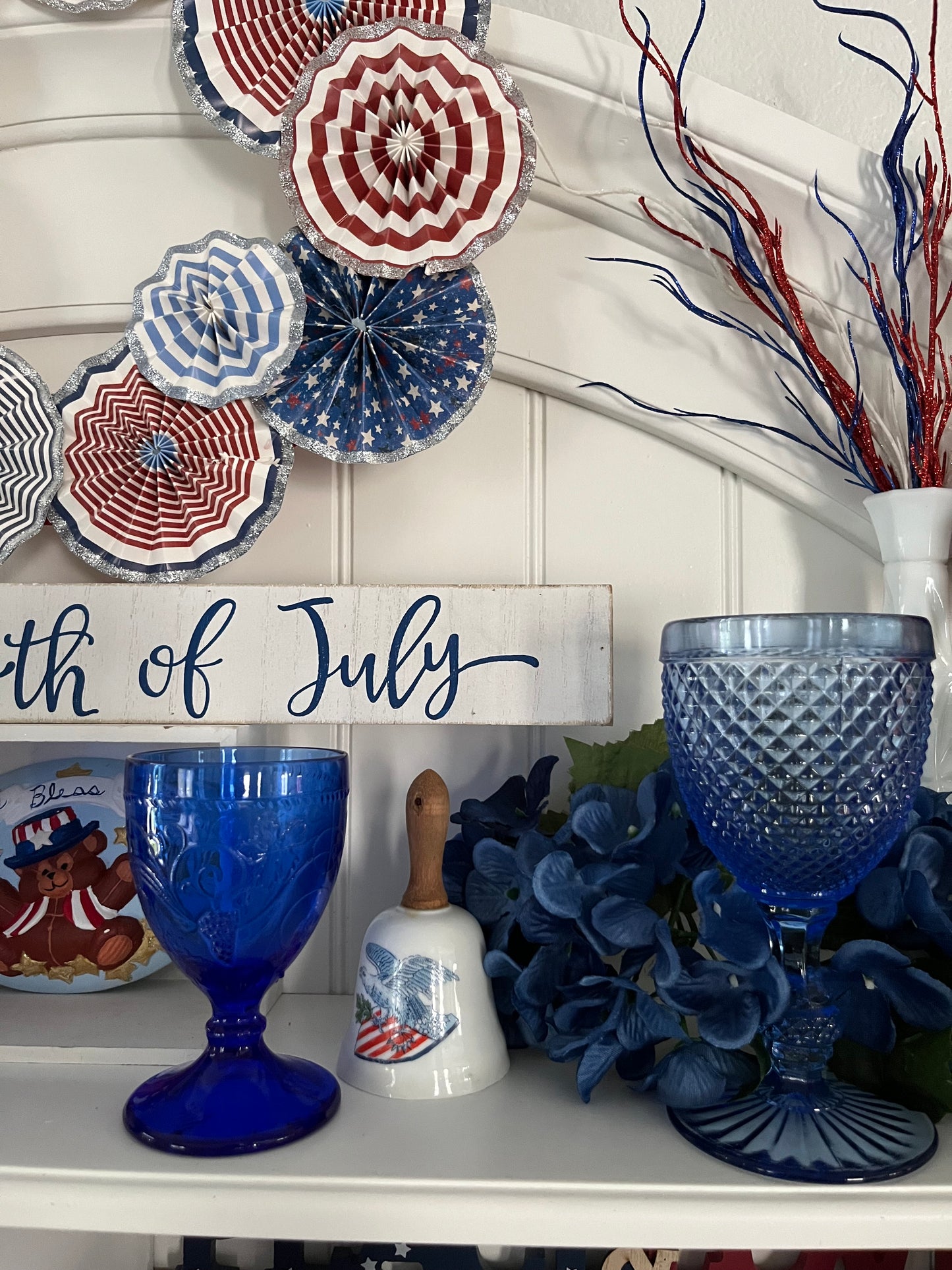 Vintage 1970s Cobalt Blue Pressed Glass Goblets Grapevine & Leaf Motif – Set of 6