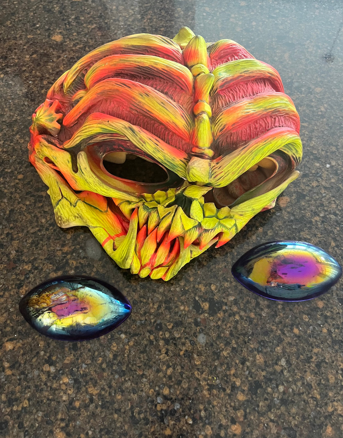 Vintage 1999 Vintage BSS Alien Invader Skull Neon Halloween Mask, Be Something Studios B.Y. Halloween Horror