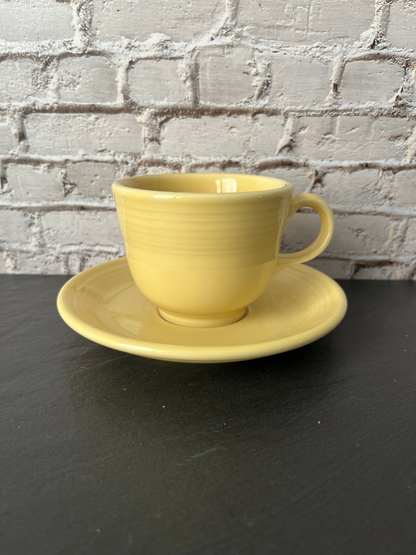 Vintage Fiesta Ware Yellow Cup and Saucer Set – Homer Laughlin Fiestaware Tea Cup Butter Yellow (pre 2002)