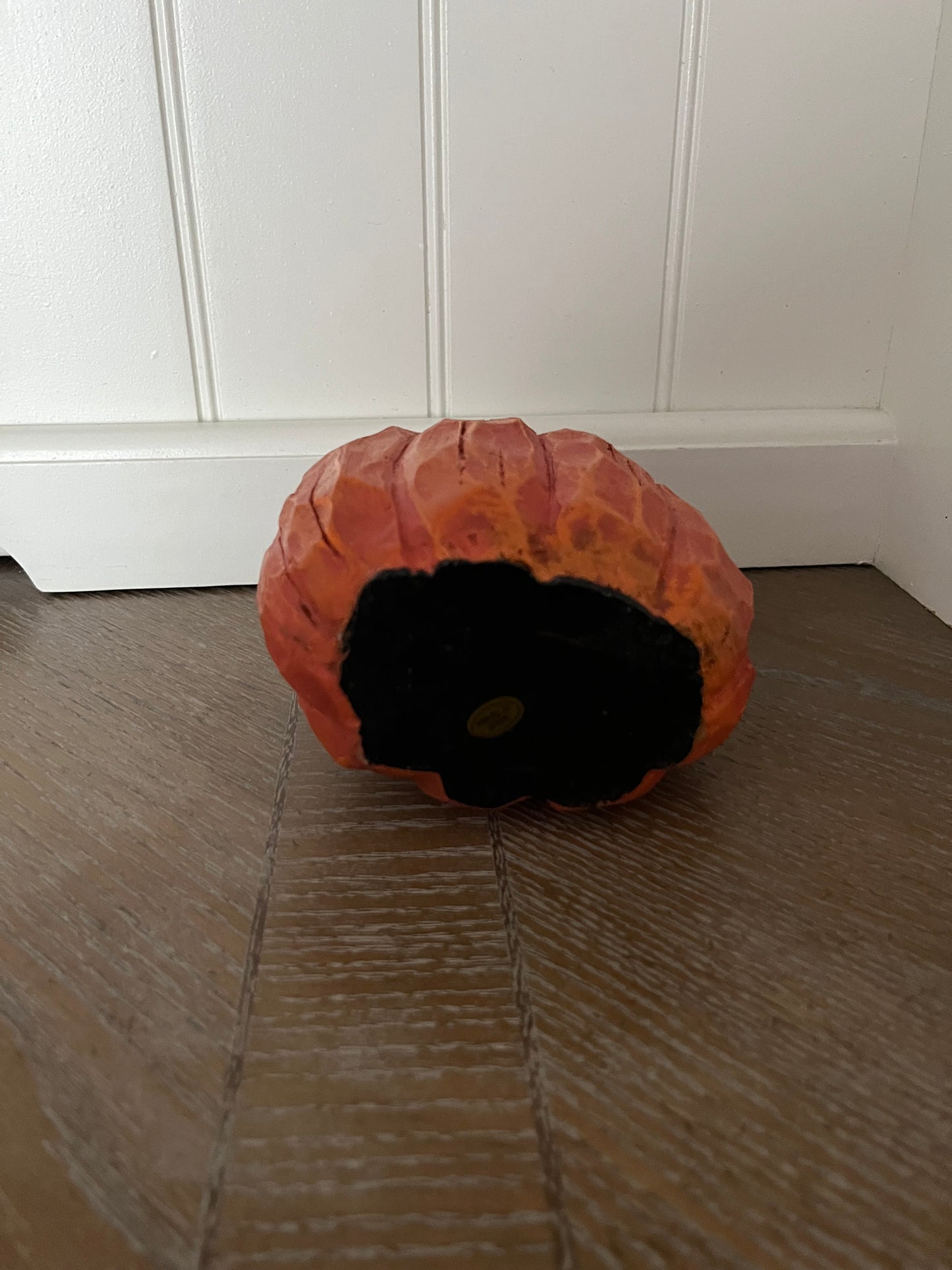 Carved-Wood Look Orange 5 1/2” Pumpkin Figurine | Folk Art Style Fall & Halloween Décor