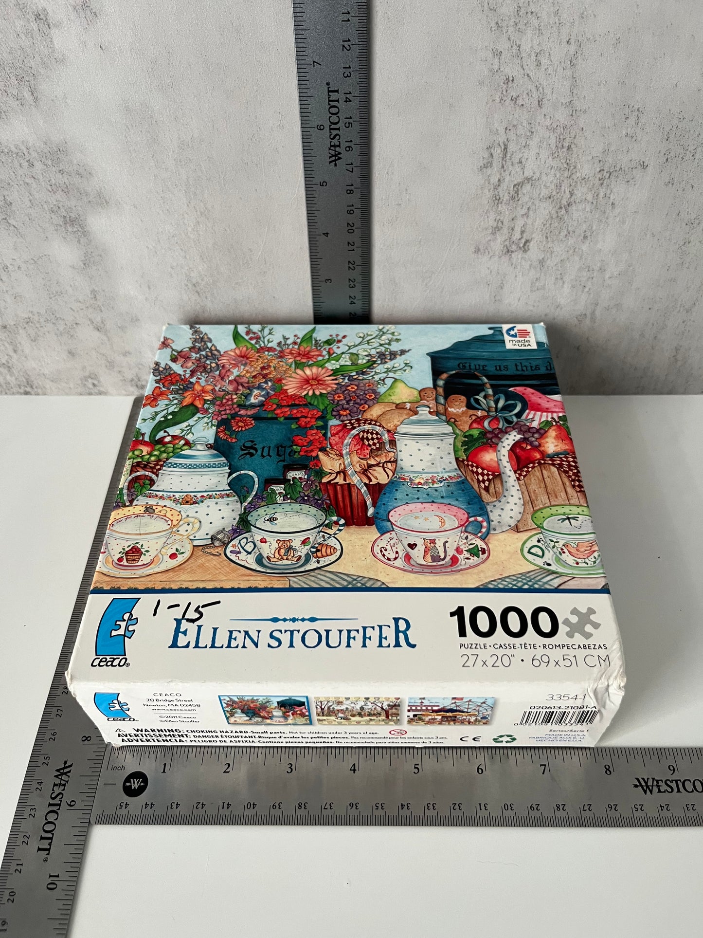 Vintage Style  Ellen Stouffer “Sugar & Spice Tea Table” 1000 Piece Puzzle – Ceaco – Cottage Floral Kitchen Still Life