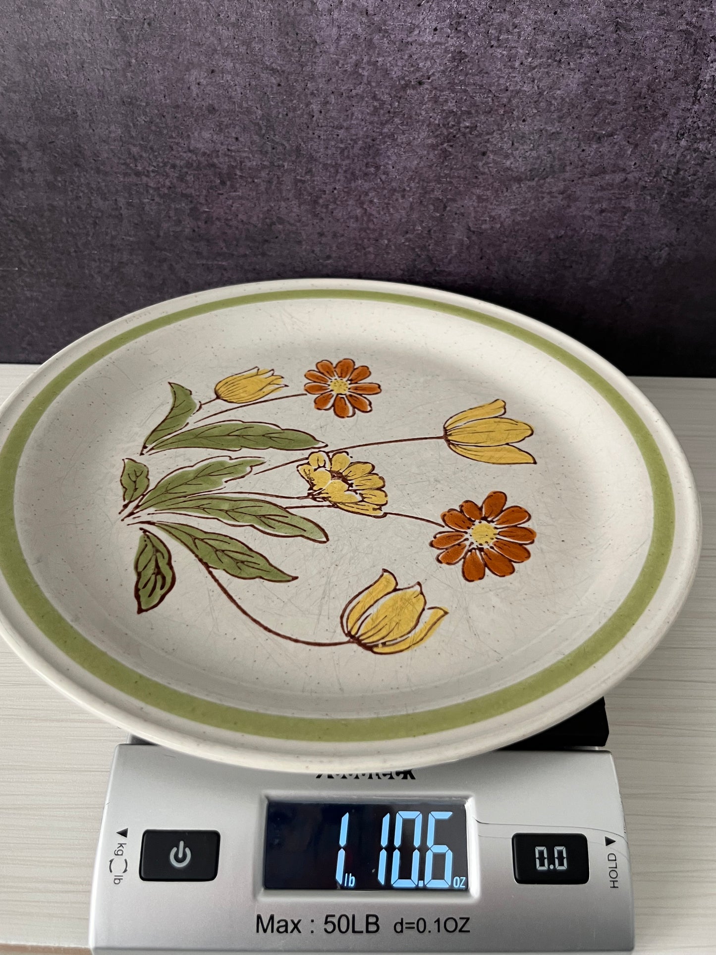 Vintage Sunnyvale “Country Casual” Hand-Painted Floral Stoneware Dinner Plate | 1970s Japanese Flower Power Style