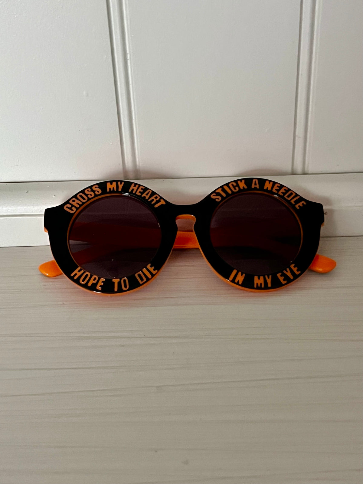 2010s Cross My Heart Hope to Die Halloween Sunglasses | Orange & Black Statement Shades