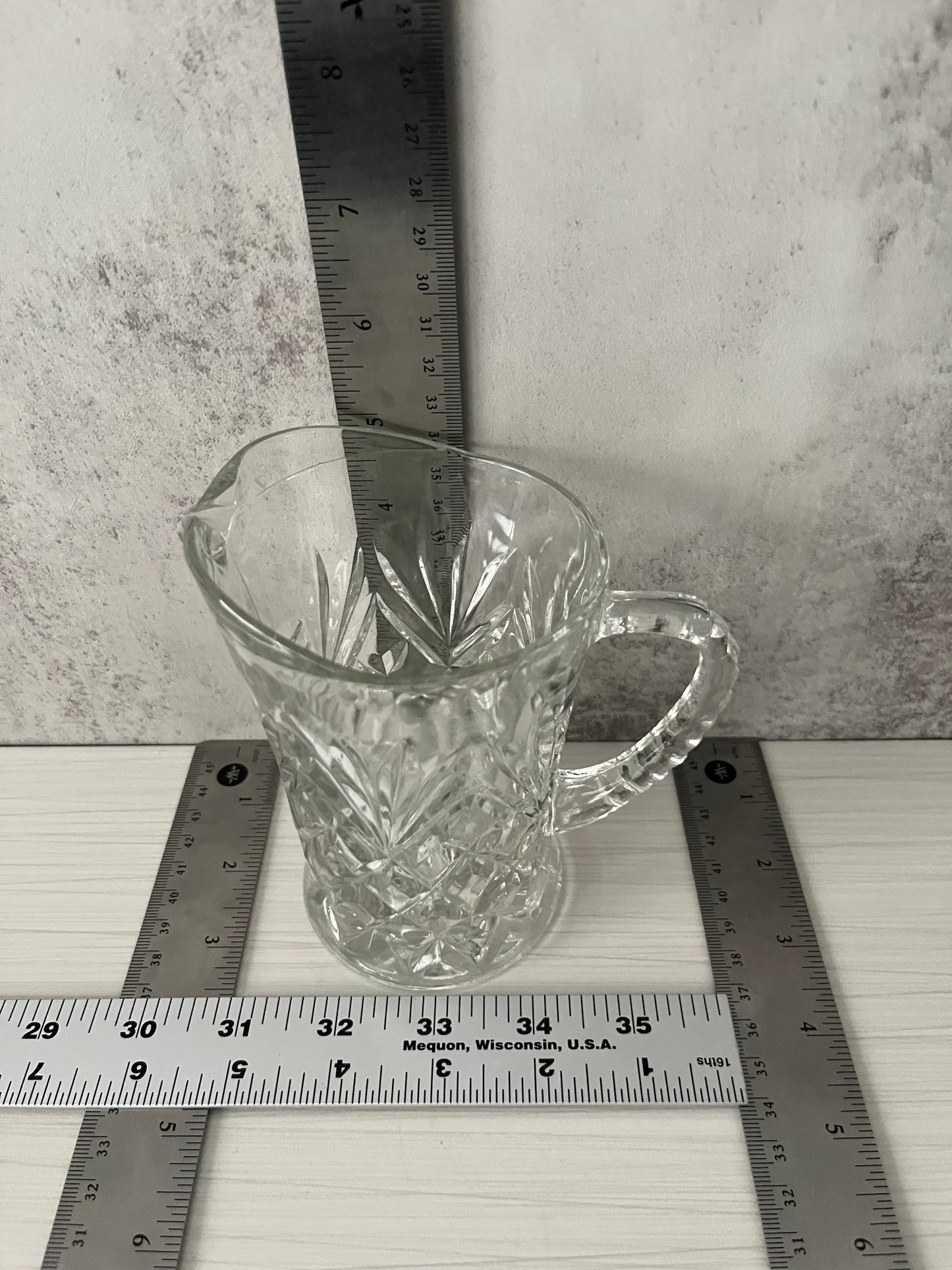 Vintage Anchor Hocking Prescut Pineapple & Fan Glass Creamer Pitcher – Early American Pressed Glass – 1960s Hospitality Pattern