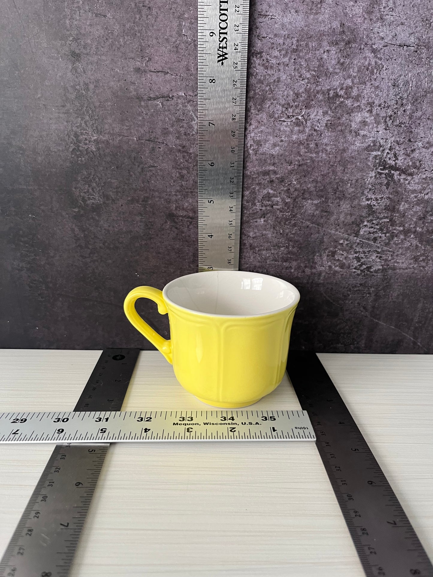 Vintage Sears Federalist Lemon Yellow Flat Cup – Ironstone Coffee Cup Japan 1970s (Pattern 4236)