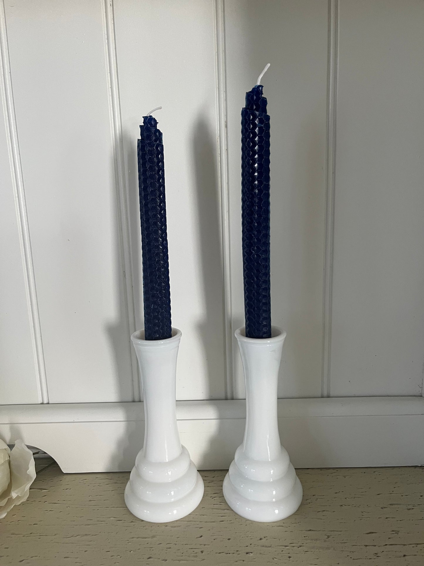 Vintage Randall White Milk Glass Art Deco Bee Hive Bud Vase - 6" High