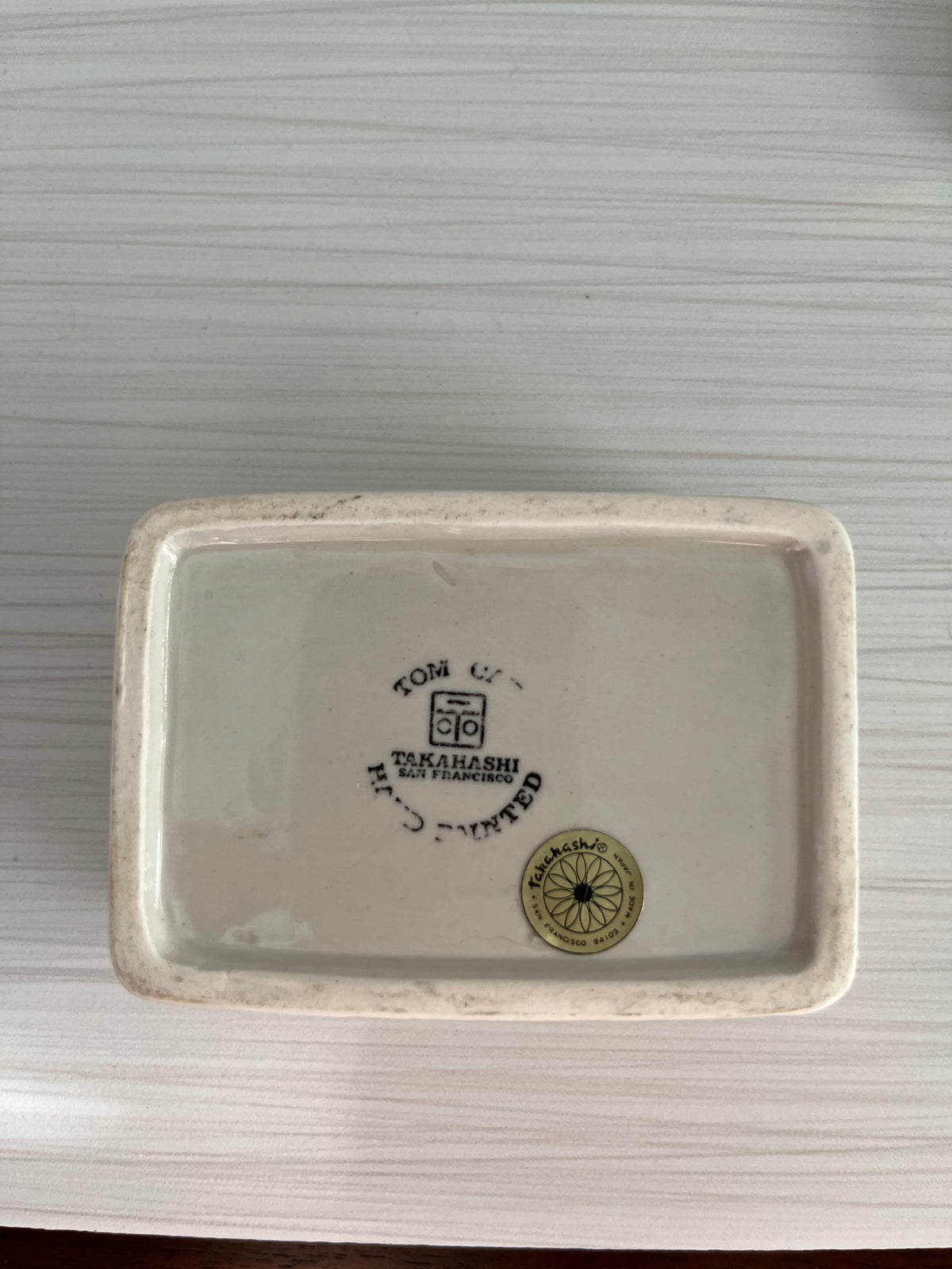 Vintage c1980’s Takahashi San Francisco Ceramic Cat Trinket Box Lidded Dish