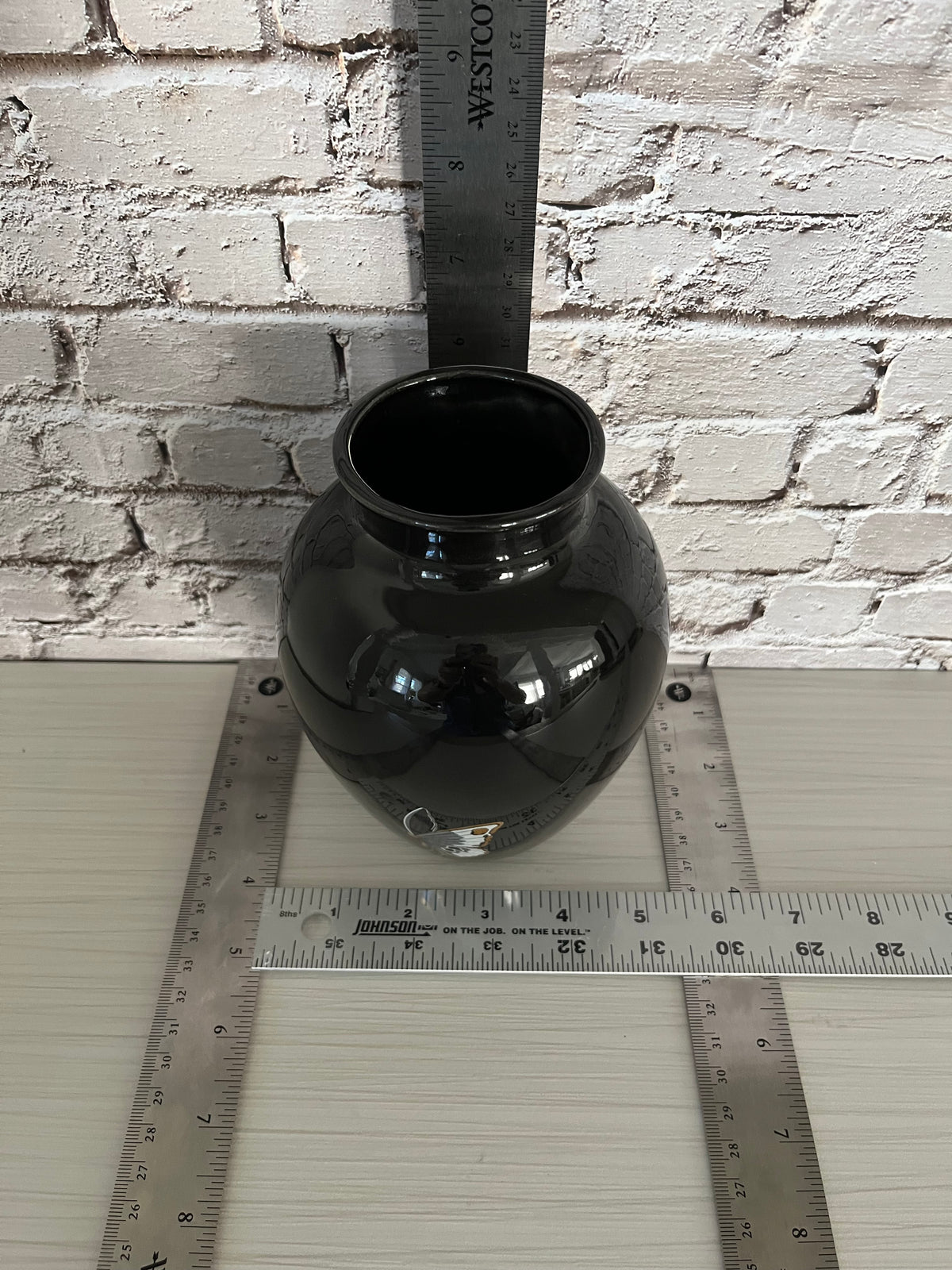 Vintage Black Lacquer Butterfly Japanese-Style Ginger Jar Vase | 1960s-1970s