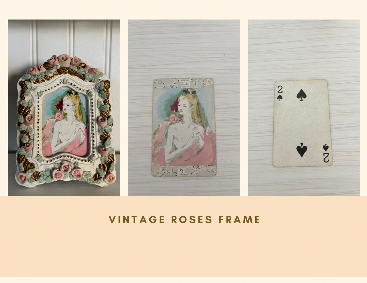Vintage Mid Century Capodimonte Style Ceramic Roses Frame
