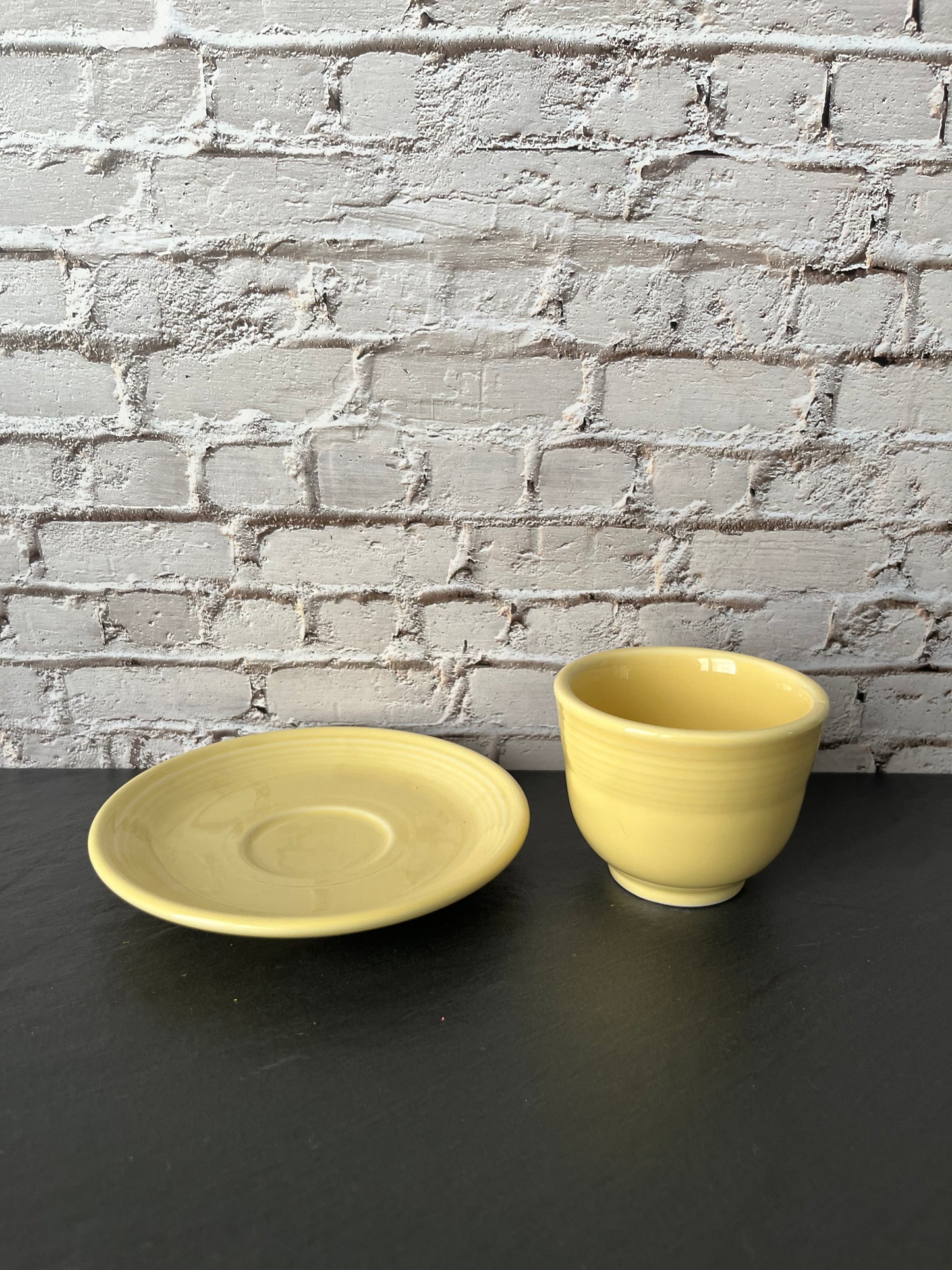 Vintage Fiesta Ware Yellow Cup and Saucer Set – Homer Laughlin Fiestaware Tea Cup Butter Yellow (pre 2002)