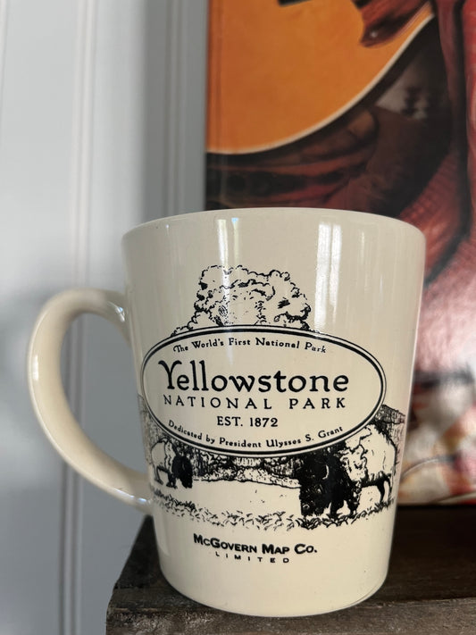 Vintage McGovern Outdoor Yellowstone National Park Map Mug - 12 oz Ceramic Mug