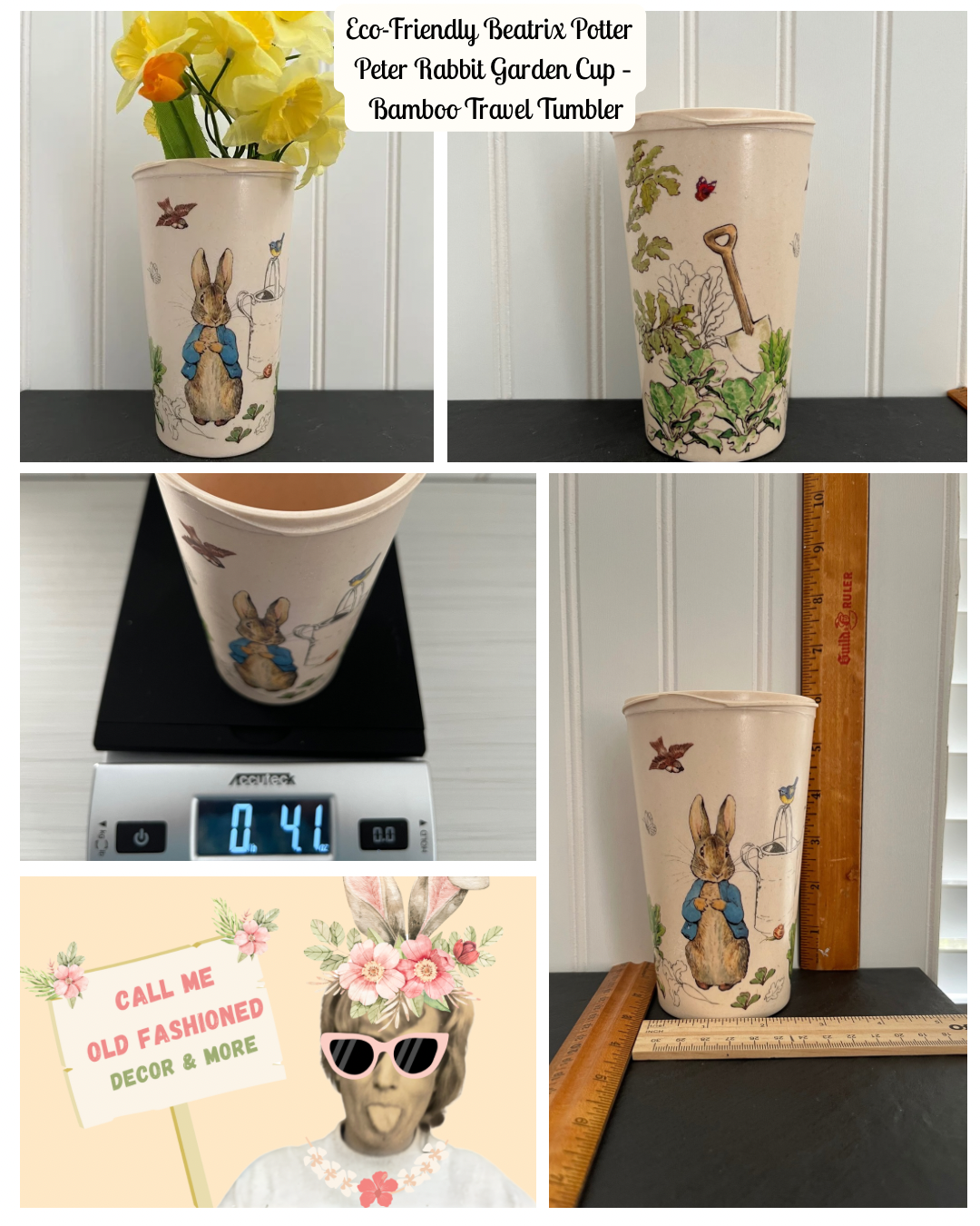Eco-Friendly Beatrix Potter Peter Rabbit Garden Cup – 2010s Bamboo Travel Tumbler