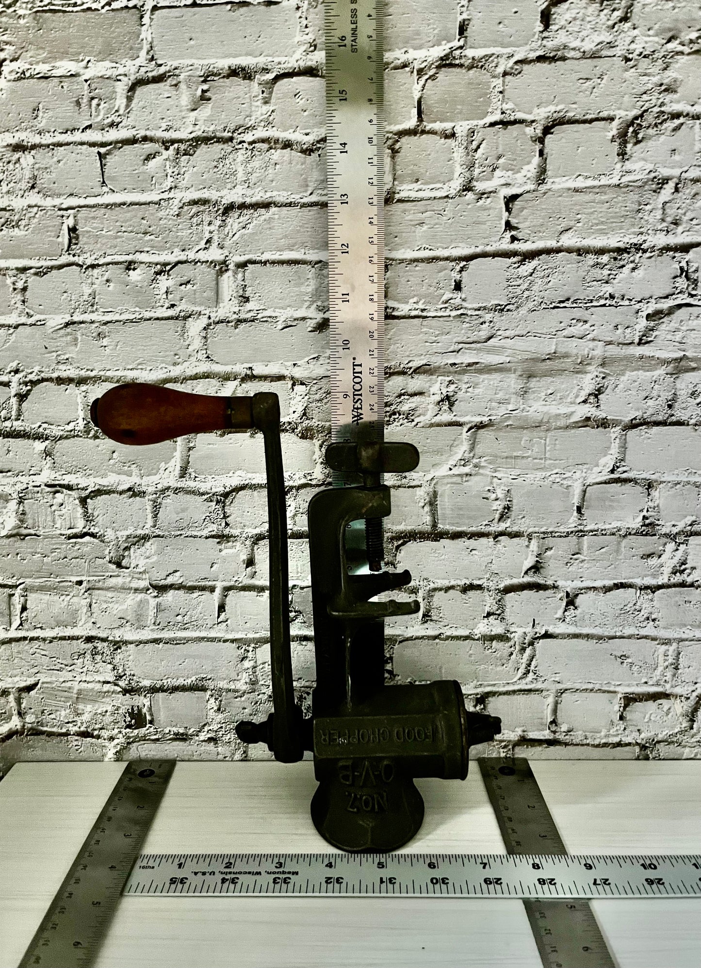 Antique Early 1900s Enterprise Manufacturing Company  No. 7 Cast Iron Food Chopper Grinder w/ Wood Handle | Primitive Farmhouse Kitchen Tool
