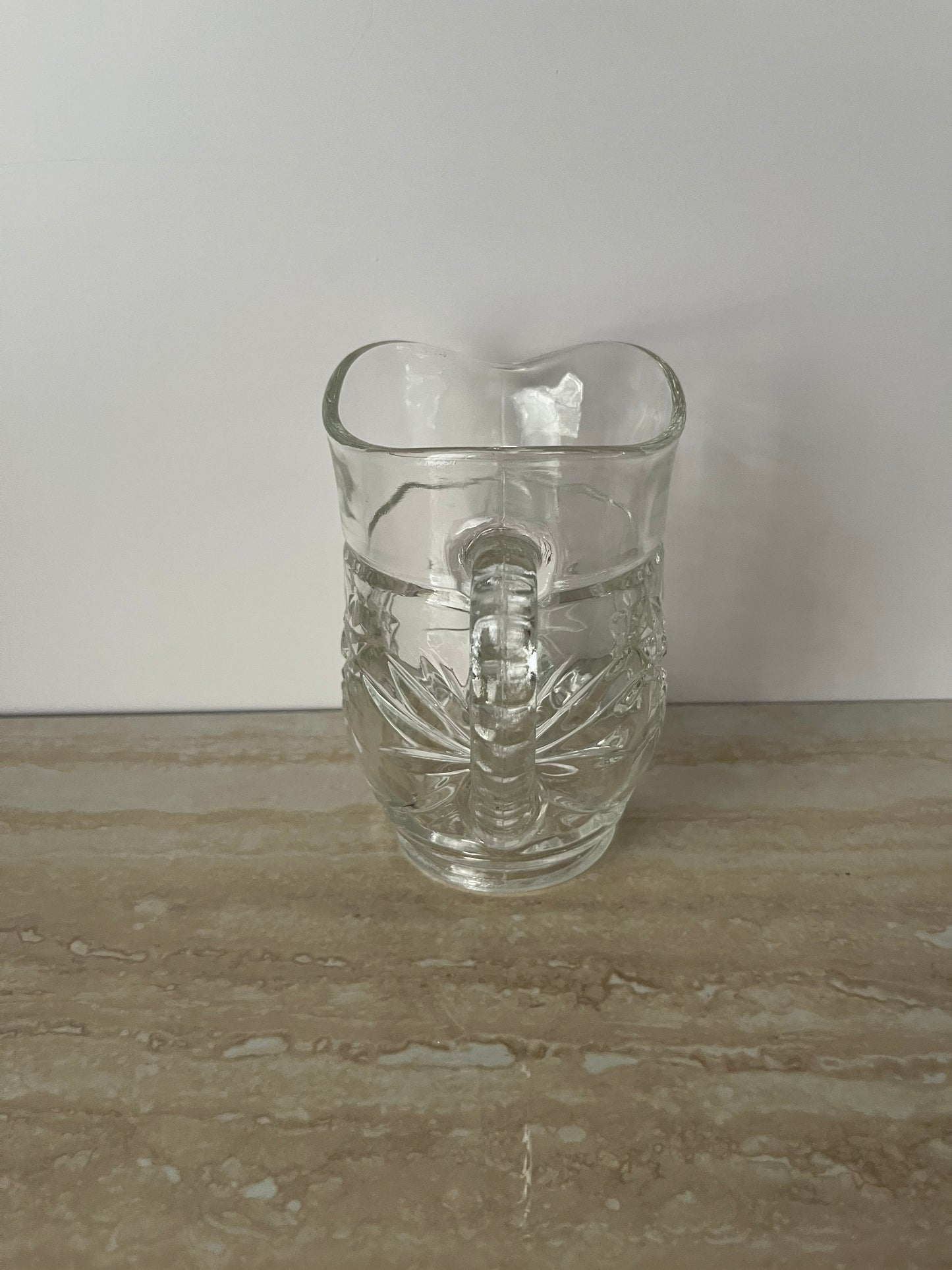 1960s Anchor Hocking Prescut Star of David Small Glass Pitcher – Early American Pressed Glass (EAPC) Creamer / Syrup Pitcher