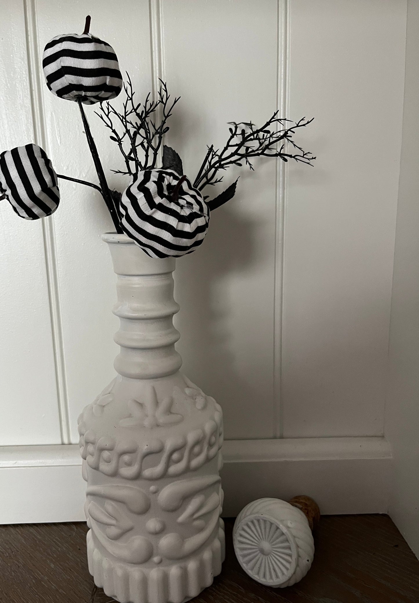 1970s Jim Beam Milk Glass Decanter – Rococo Revival Embossed Design