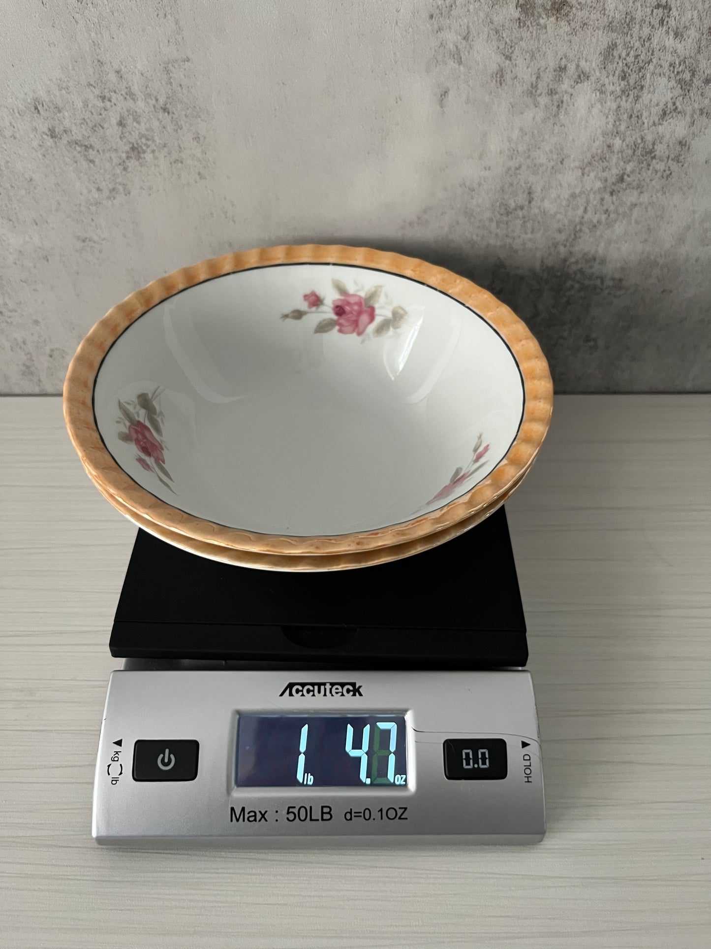 Vintage 1950s Japanese Porcelain Dessert Bowls with Pink Rose Sprays & Amber Scalloped Rim – Set of 2 Floral Cottage China Bowls