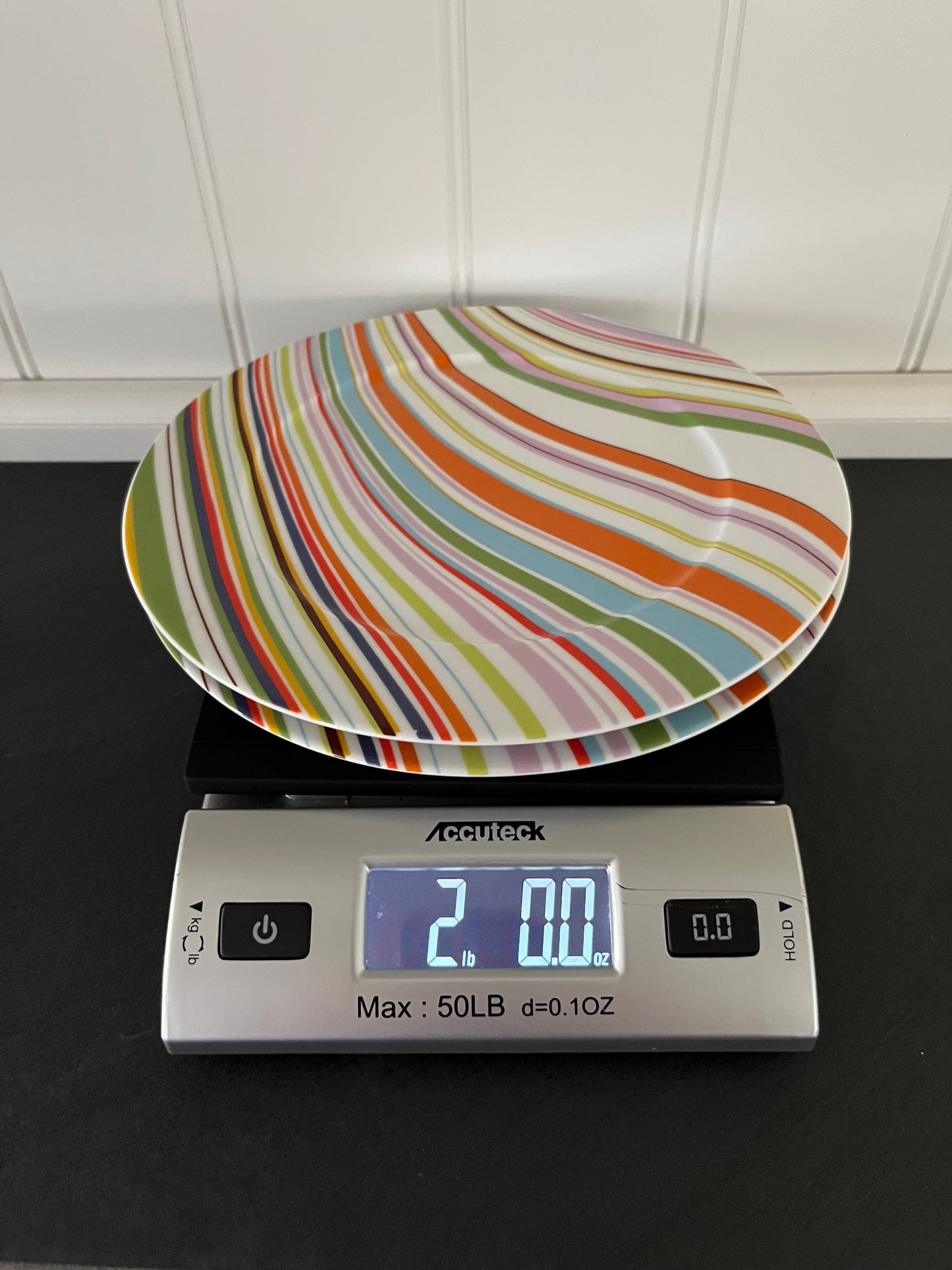 Memphis Design / Postmodern Pattern 
Vintage Style Echo Design Marble Swirl Salad Plates — Set of 2 Vibrant Stripe Plates