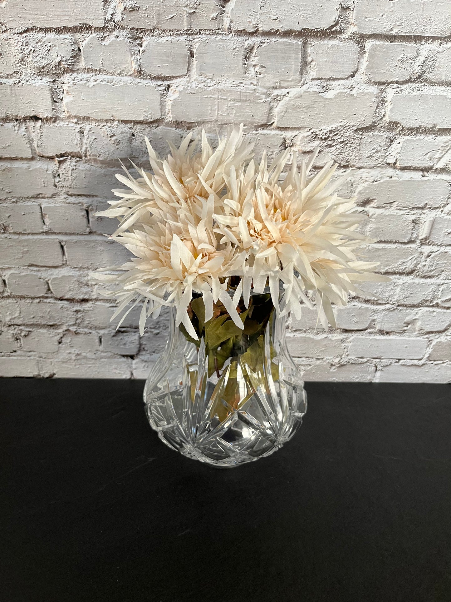 Vintage 1980s Leaded Crystal Candle Lamp Shade -Top Only– Diamond Fan Hurricane Globe – Speakeasy Chic