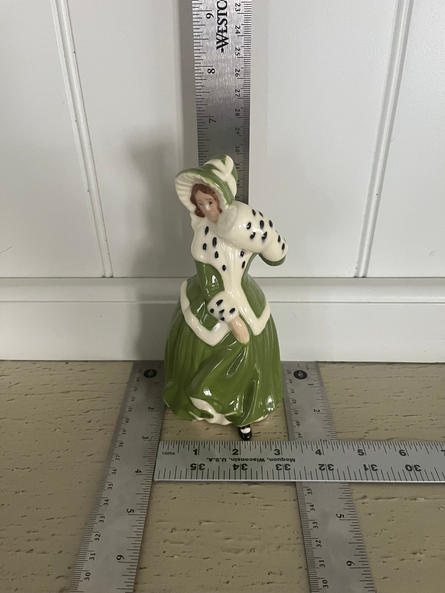 Vintage 1990’s Regency Lady Porcelain Figurine in Green Gown | Romantic, Curious & Slightly Unhinged