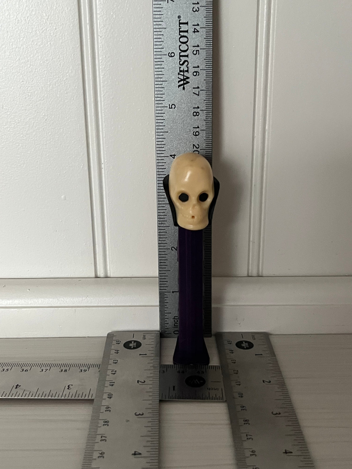 Vintage 1990s PEZ Dr. Skull Halloween Dispenser | Purple Stem Skeleton Candy Dispenser