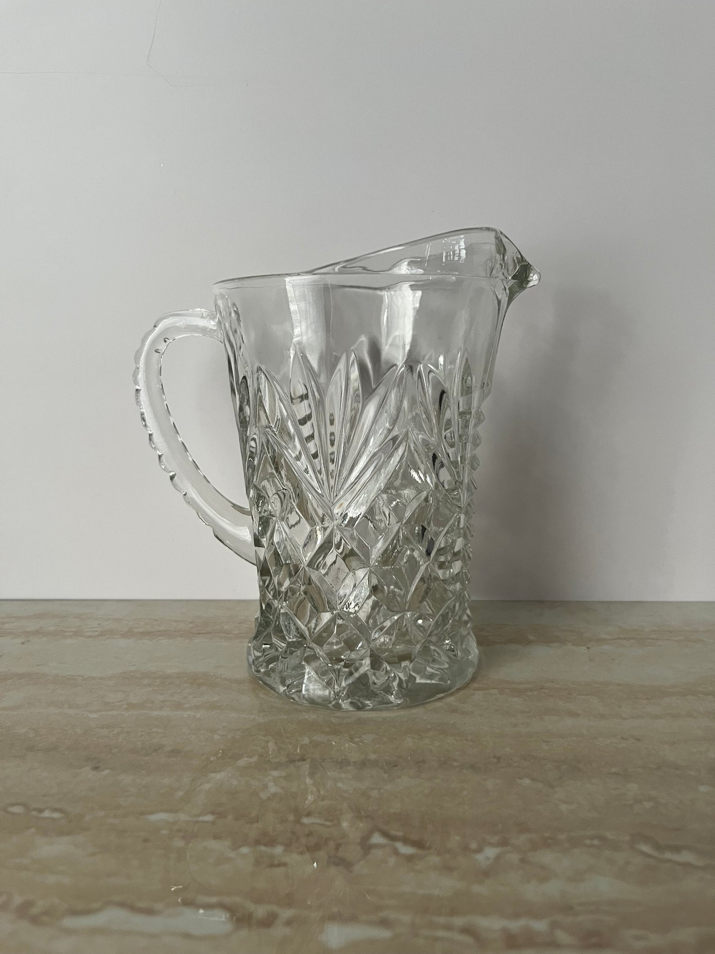 Vintage Anchor Hocking Prescut Pineapple & Fan Glass Creamer Pitcher – Early American Pressed Glass – 1960s Hospitality Pattern