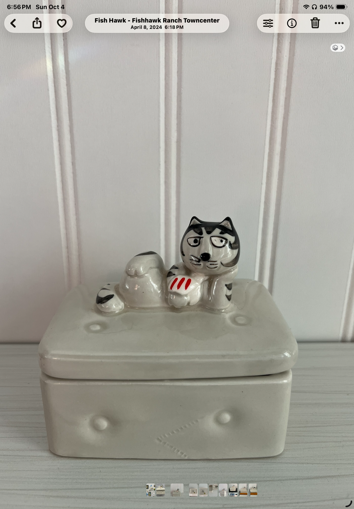 Vintage c1980’s Takahashi San Francisco Ceramic Cat Trinket Box Lidded Dish