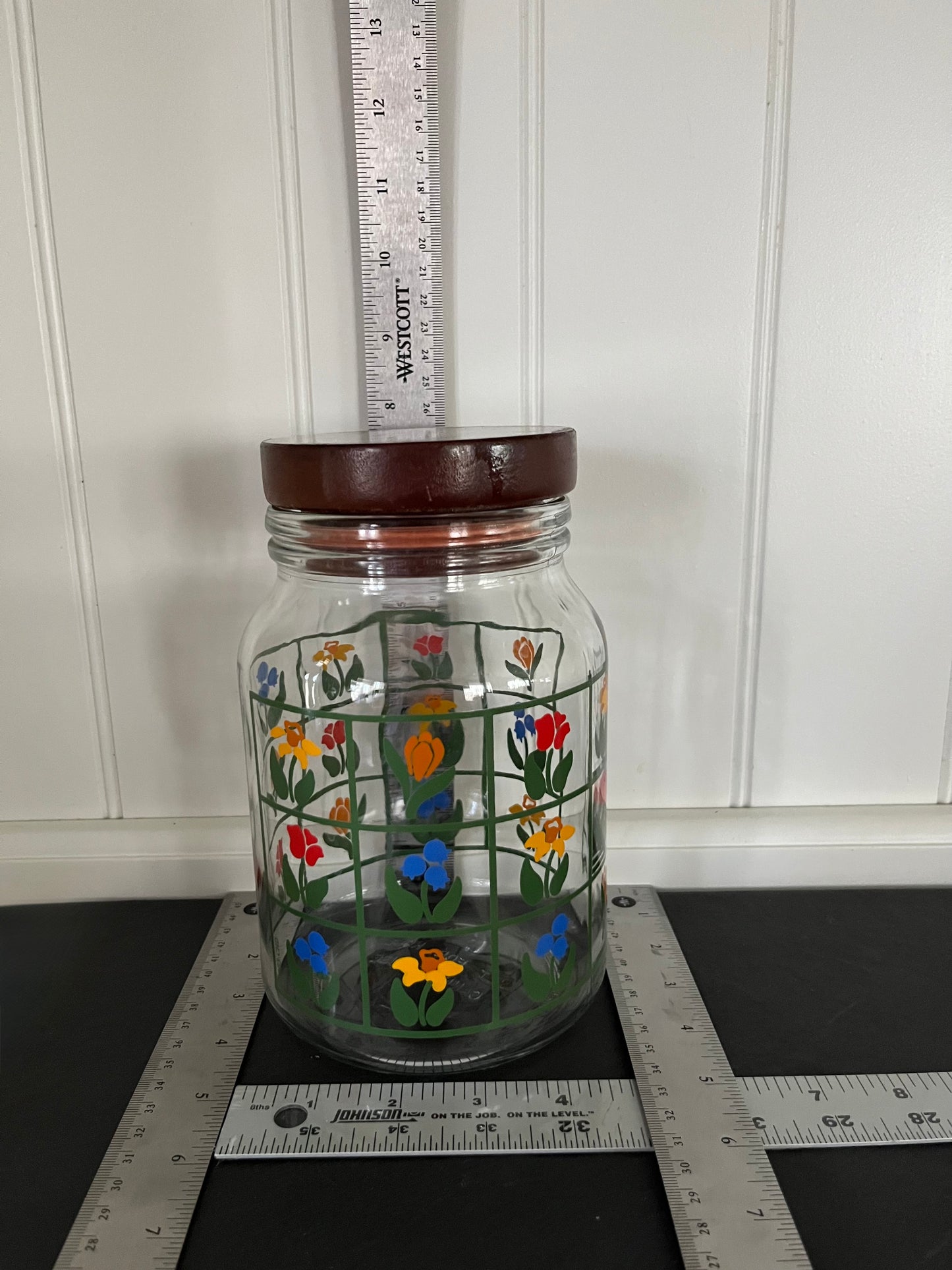 Vintage 1983 Anchor Hocking Nina Greenhouse “Tulip Trellis” Folk-Art Canister Set – Set of 3