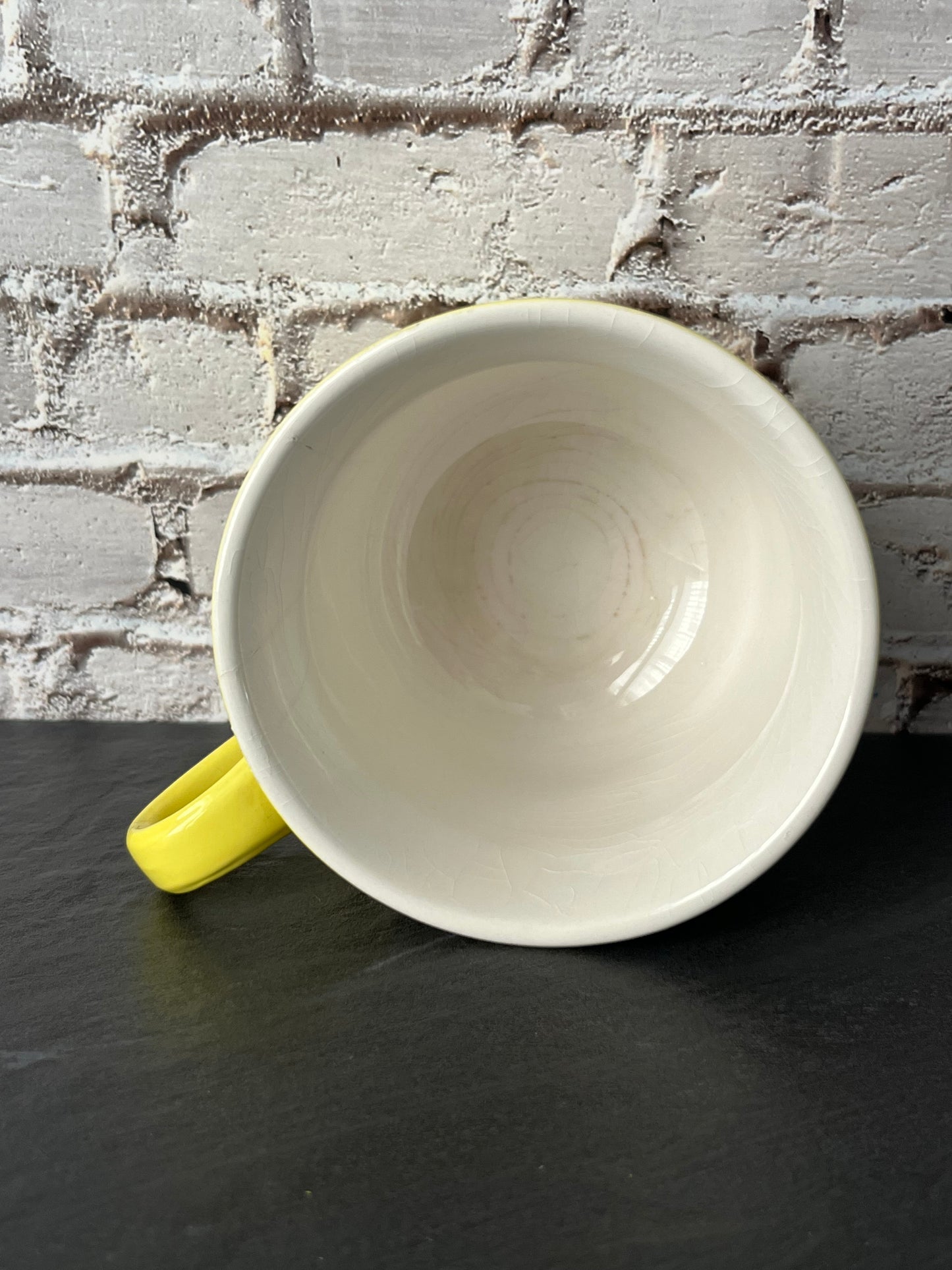 Vintage Sears Federalist Lemon Yellow Flat Cup – Ironstone Coffee Cup Japan 1970s (Pattern 4236)