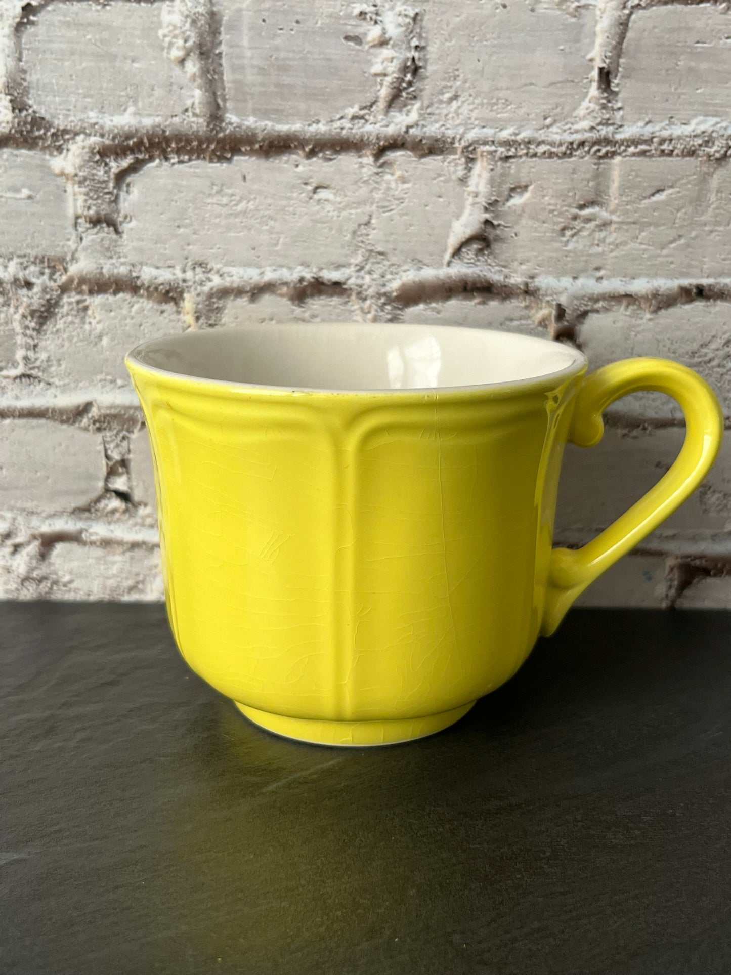 Vintage Sears Federalist Lemon Yellow Flat Cup – Ironstone Coffee Cup Japan 1970s (Pattern 4236)