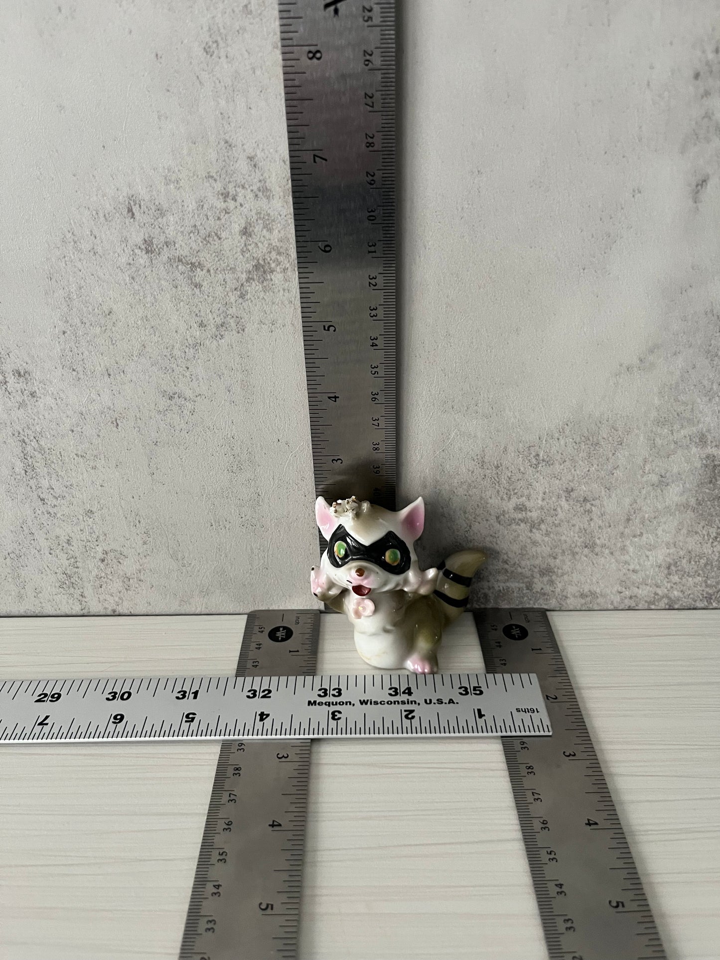 Vintage 1950s Spaghetti Ceramic Anthropomorphic Raccoon Salt Shaker