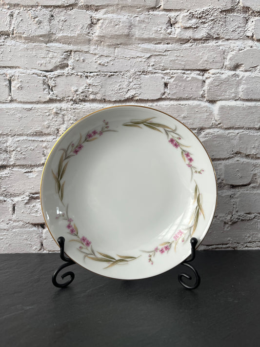 Vintage 1960s Prestige Fine China Japan Coupe Dessert Bowl – Pink Blossom Garland & Gold Rim – 5.5”