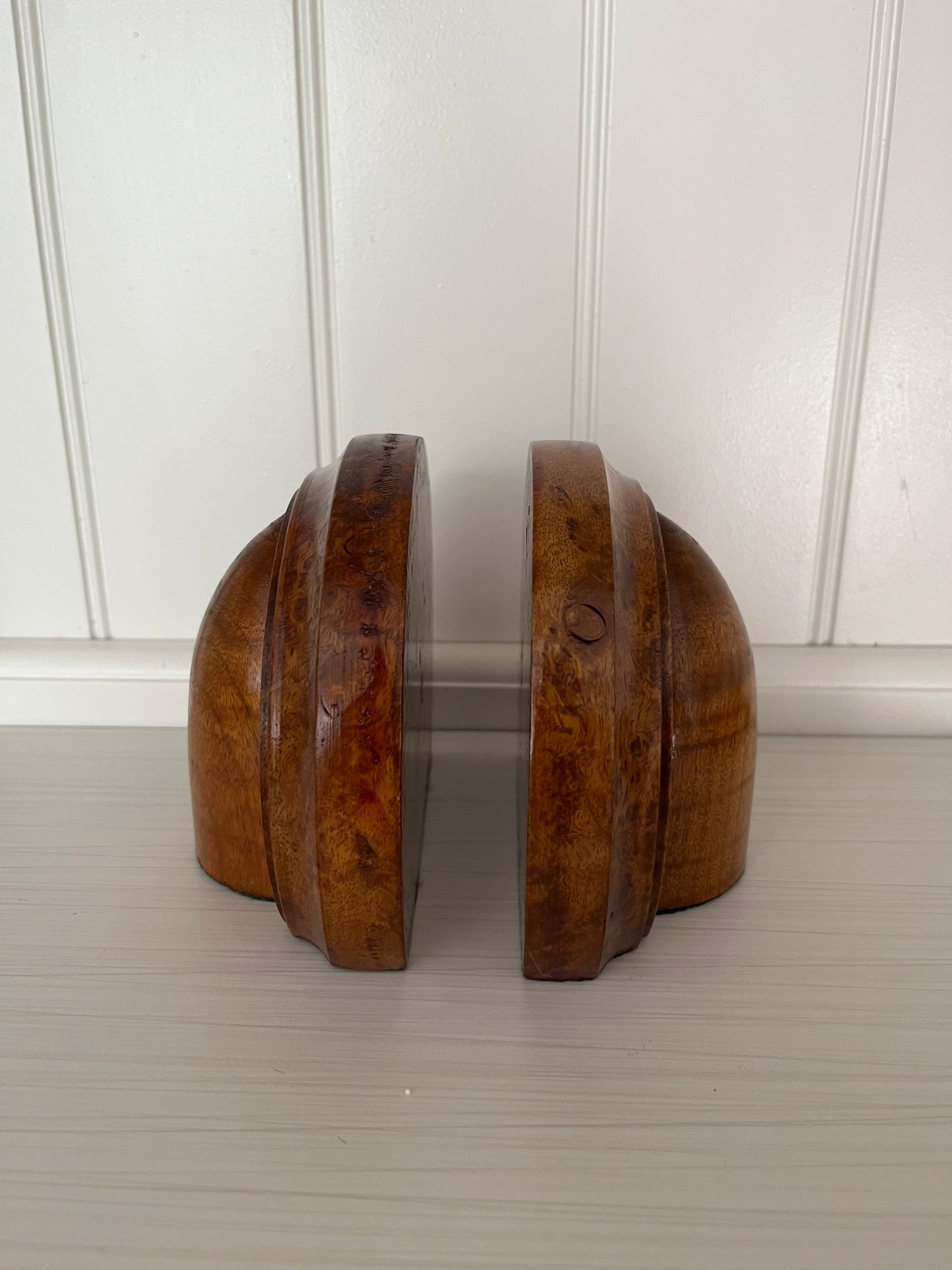 Retro Hand-Turned Myrtlewood Burl Bookends (Oregon Craft, 1970s–1990s)