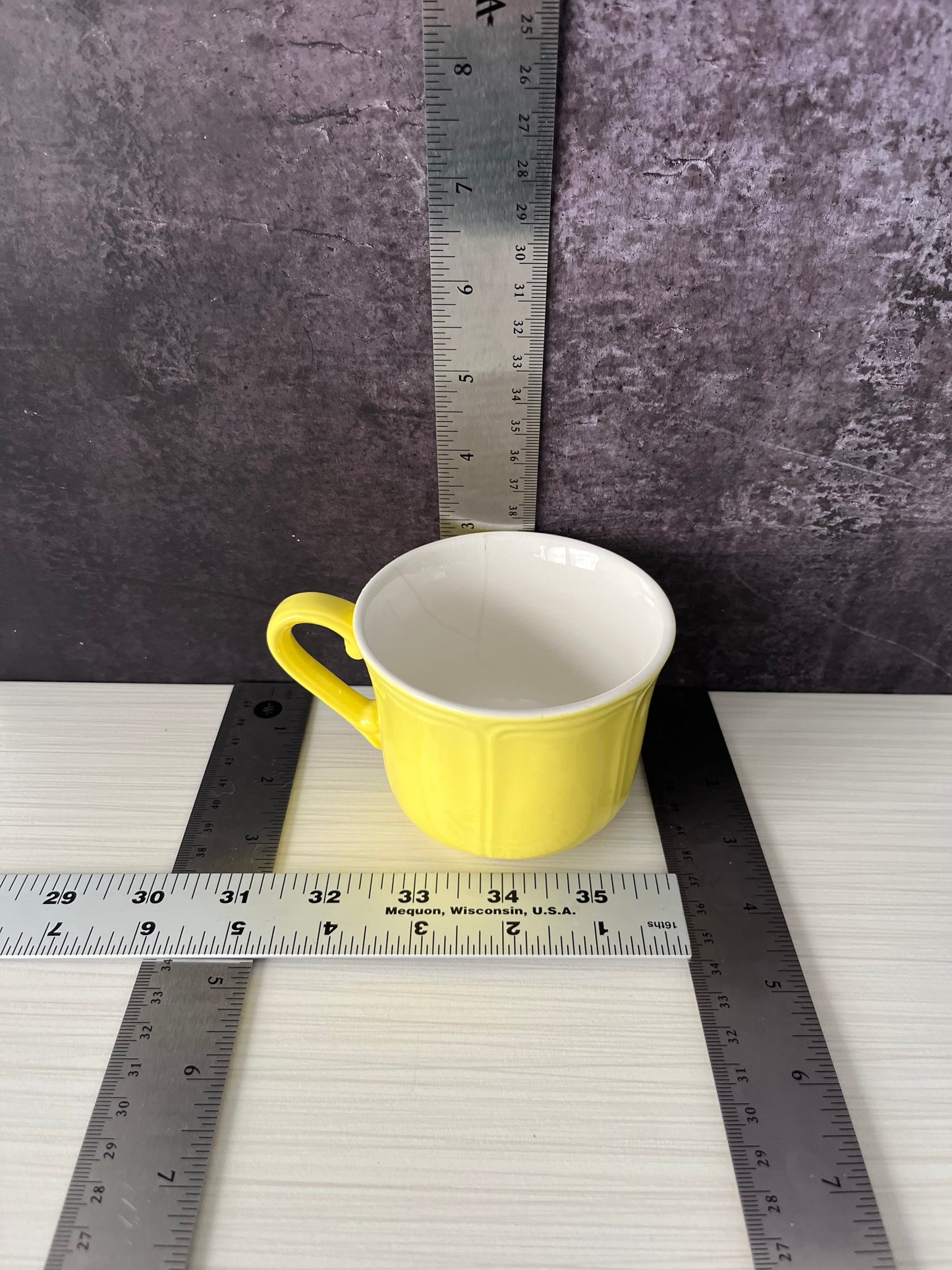 Vintage Sears Federalist Lemon Yellow Flat Cup – Ironstone Coffee Cup Japan 1970s (Pattern 4236)