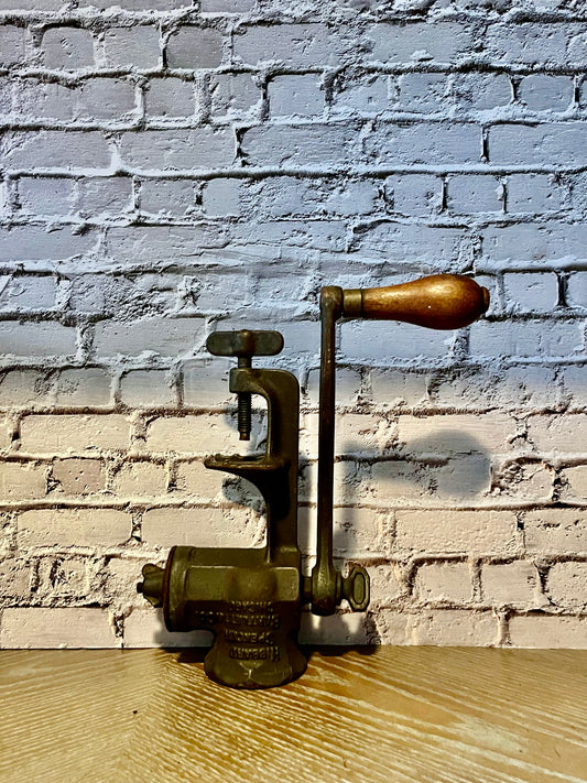 Antique Early 1900s Enterprise Manufacturing Company  No. 7 Cast Iron Food Chopper Grinder w/ Wood Handle | Primitive Farmhouse Kitchen Tool