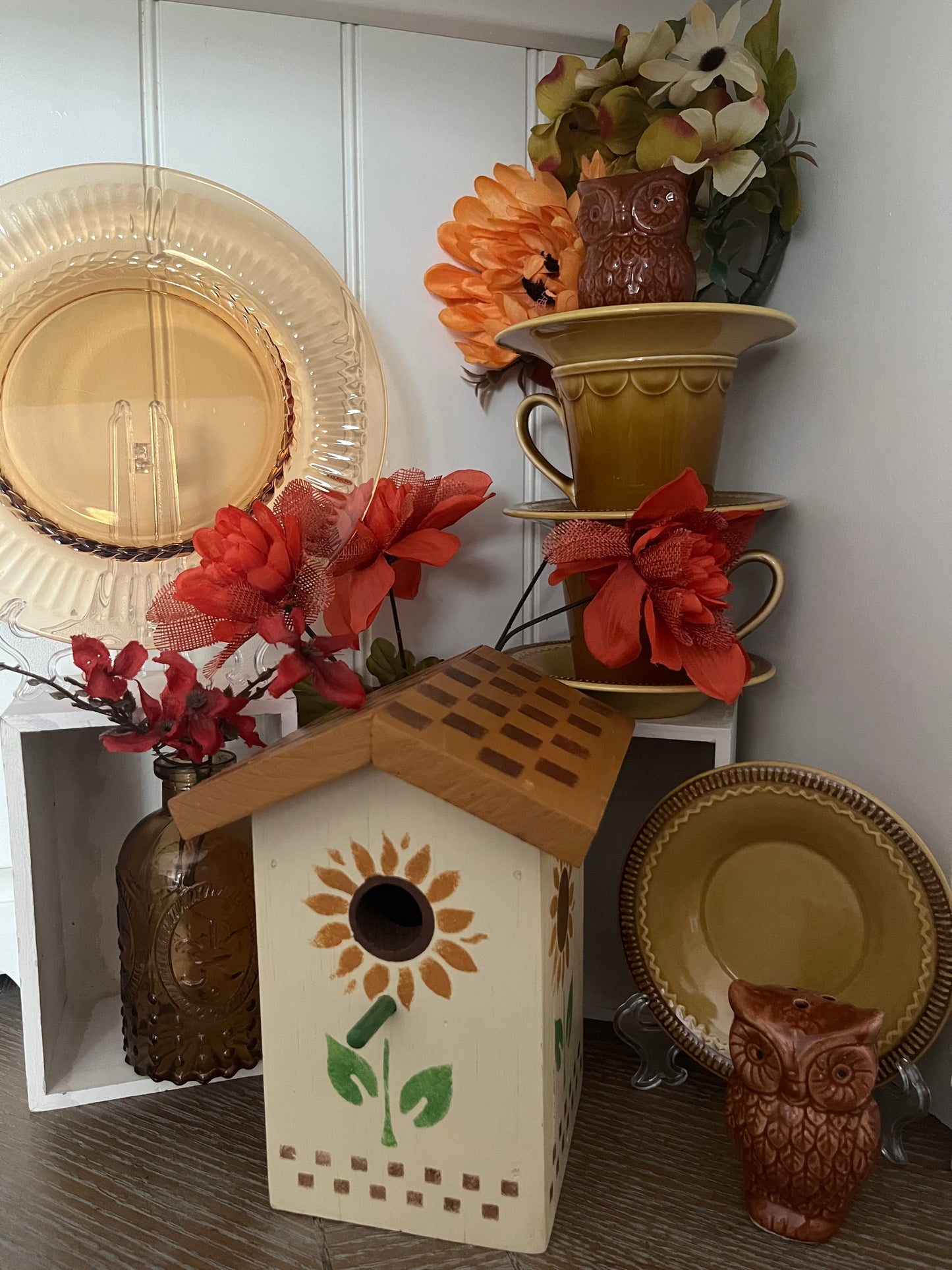 Vintage 1970s Brown Glazed Ceramic Owl Salt & Pepper Shaker Set |