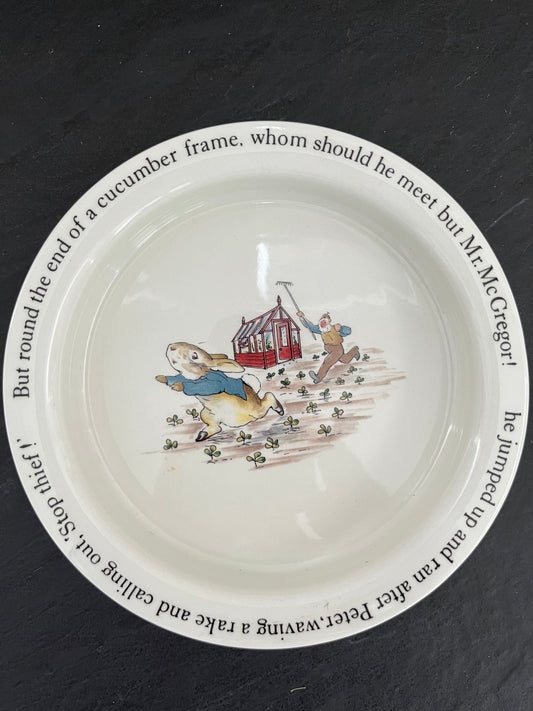 1980s Wedgwood Peter Rabbit “Stop Thief!” Porringer Bowl – Beatrix Potter Nurseryware