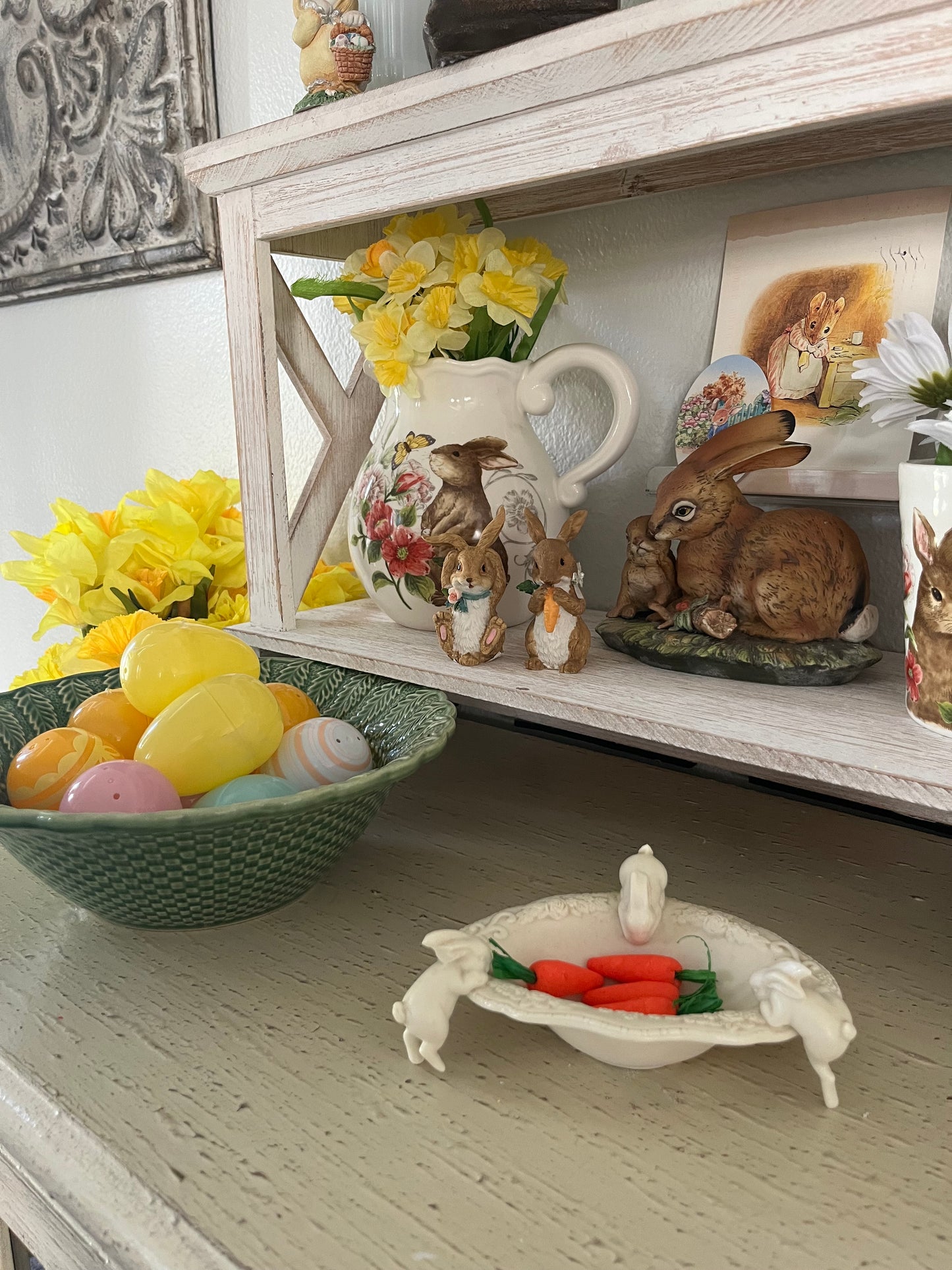 Vintage Masterpiece by HOMCO: Rabbit & Baby Kit Bunny Porcelain Figurine