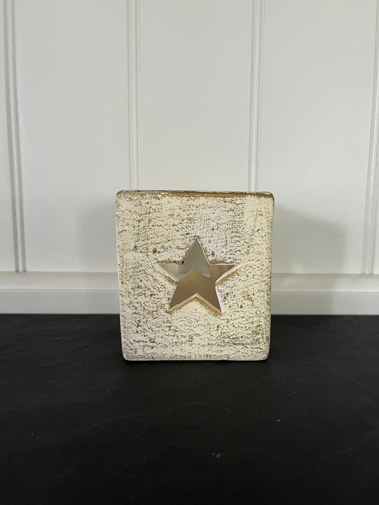 Rustic Americana Star Tea Light Holder | Primitive Farmhouse Candle Box Decor