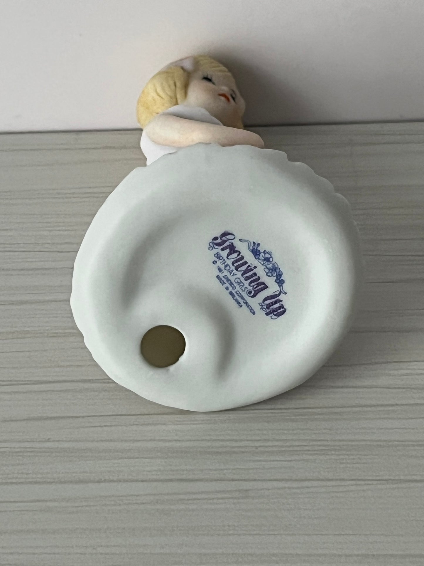 Vintage 1980s Enesco “Growing Up Girls” 5th Birthday Blonde Figurine – Porcelain Girl with Gold Number 5