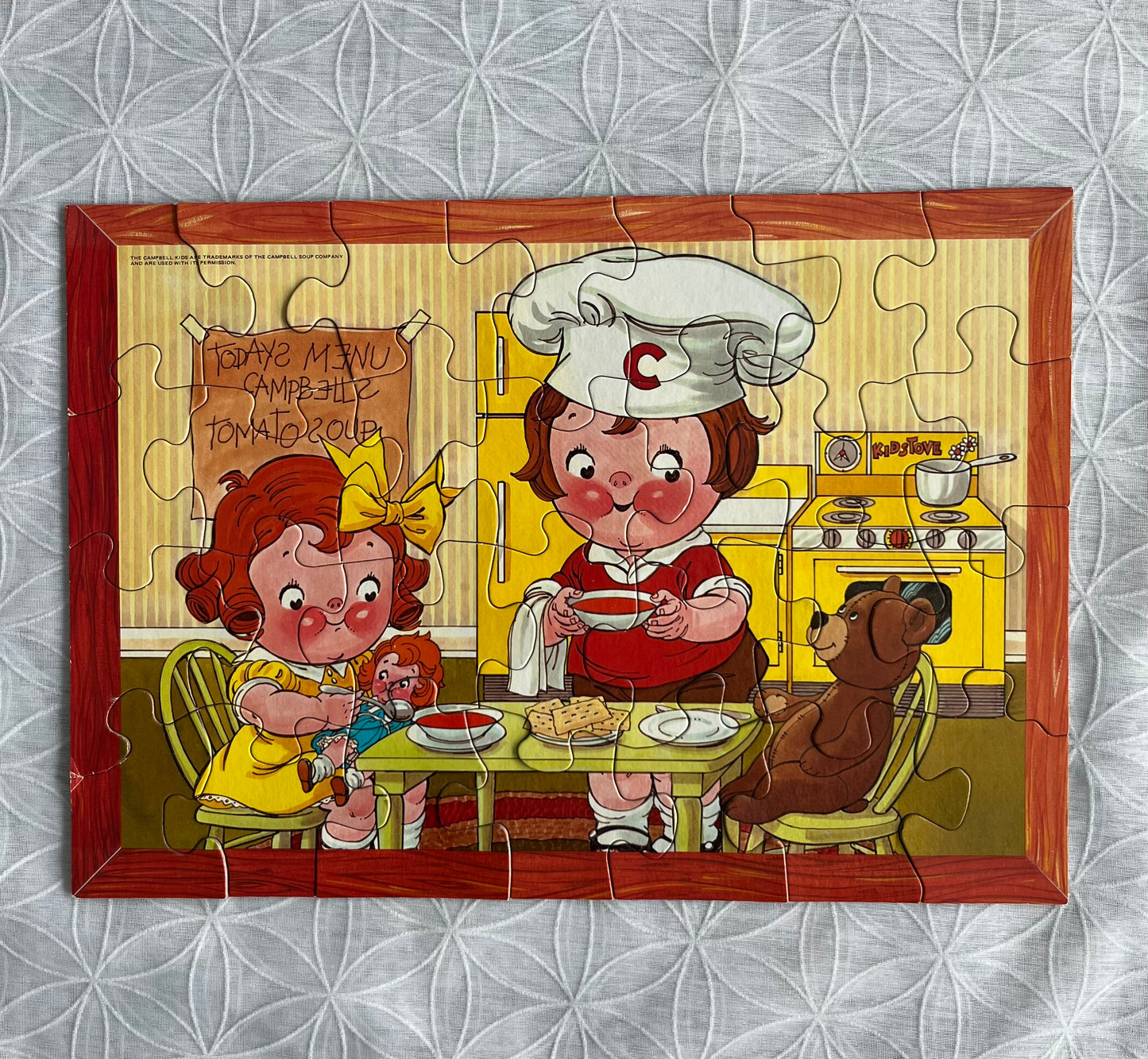 Vintage 1960’s Campbell Kids “Soup’s On” 28 Piece Kiddie Puzzle by Jaymar | Complete Boxed Retro Children’s Puzzle | Campbell Soup Collectible