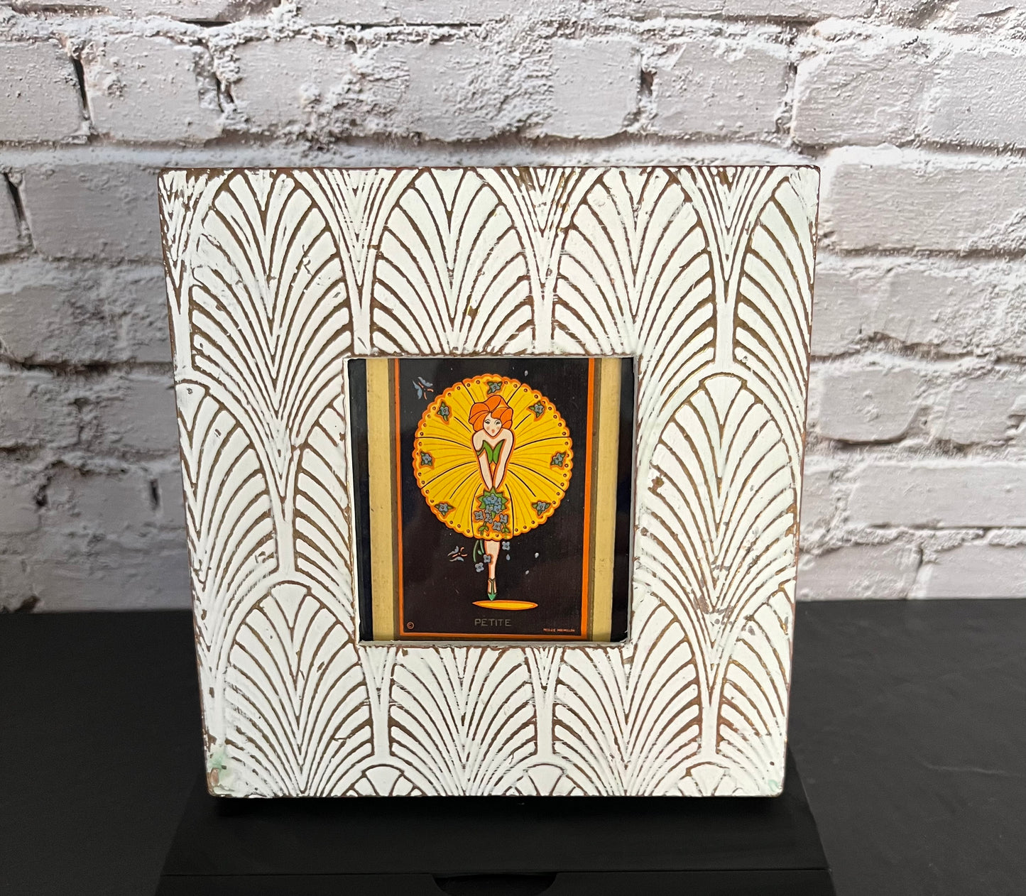 Framed Art Deco Petite by Mollie McMillan – 1920s Vintage USA Card in Art Deco Square Frame