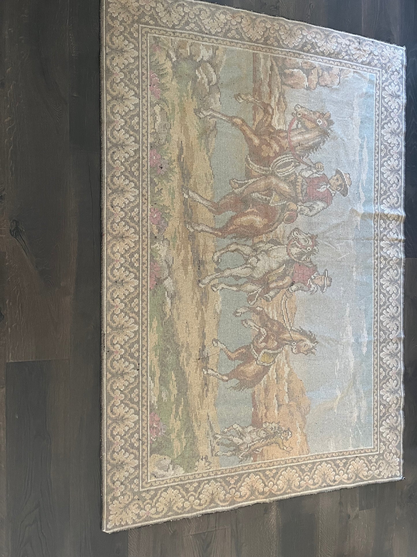 Authentic Vintage Western Americana Cowboys on Horses Wall Tapestry - 72”x52”