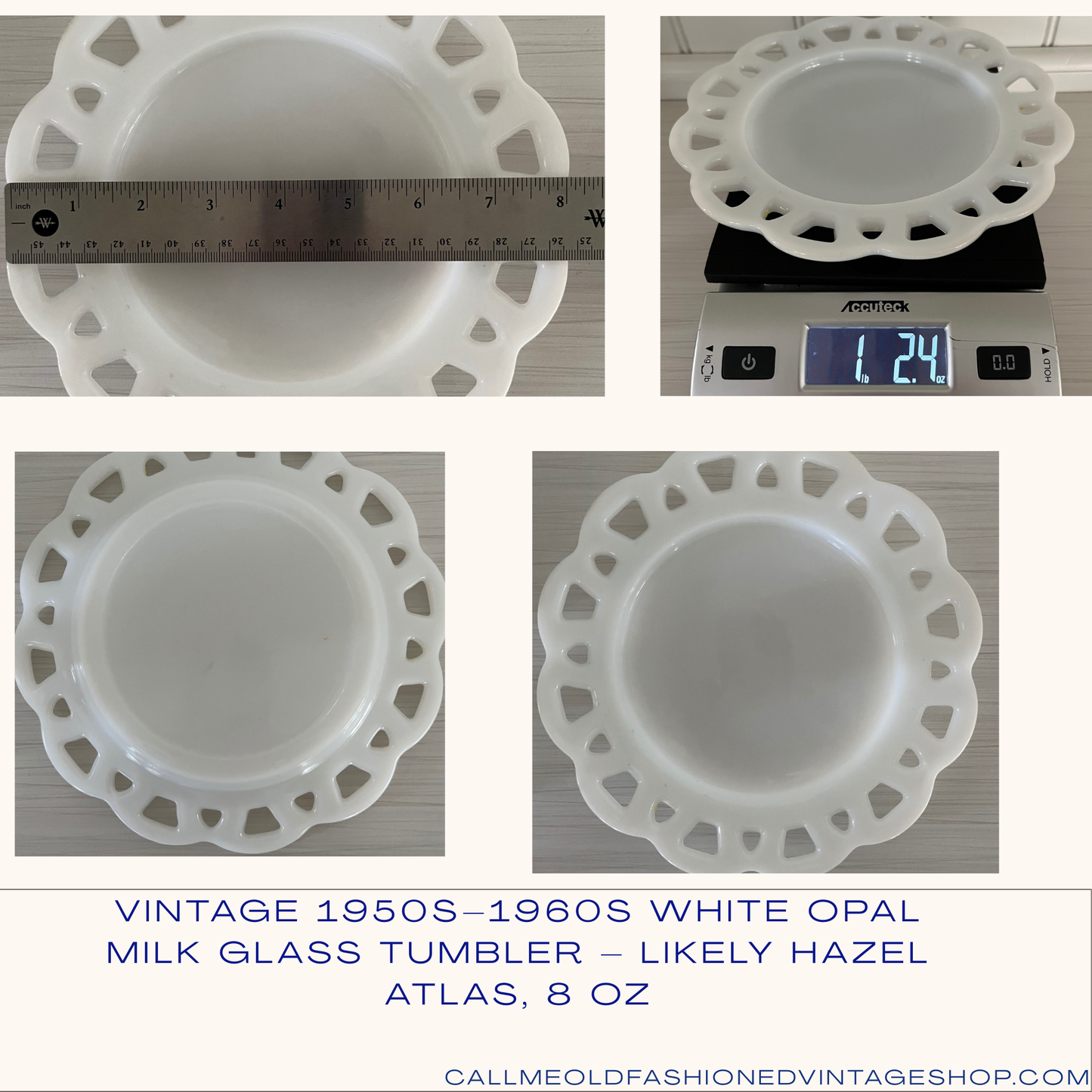 Vintage 1950s–1960s Milk Glass Lace Edge Ribbon Plate – Anchor Hocking Style, 8.5” Round