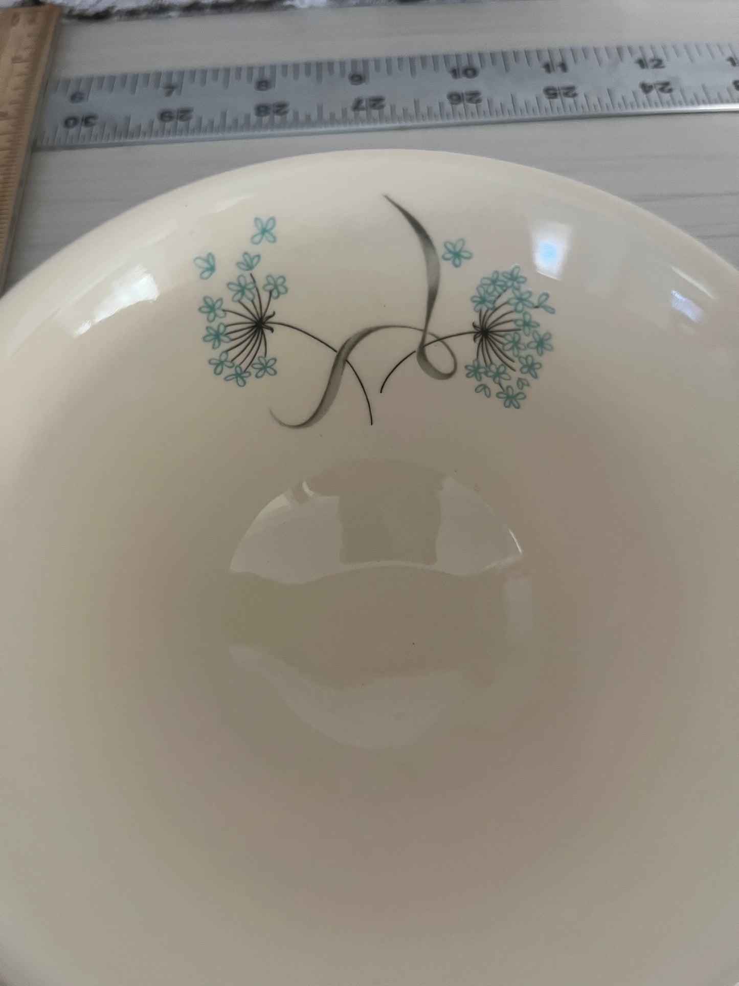 Vintage 1950s Taylor Smith & Taylor “Versatile Aqua Blue Dandelion” Footed Coffee Cups – Set of 2
