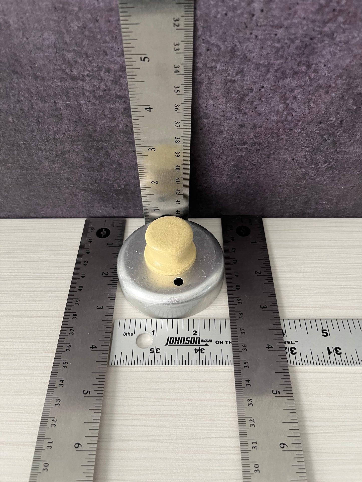 Vintage 1950s Donut & Biscuit Cutter with Center Hole | Aluminum Dough Cutter with  Soft Cream Yellow Painted Wood Knob Handle | Retro Kitchen Tool