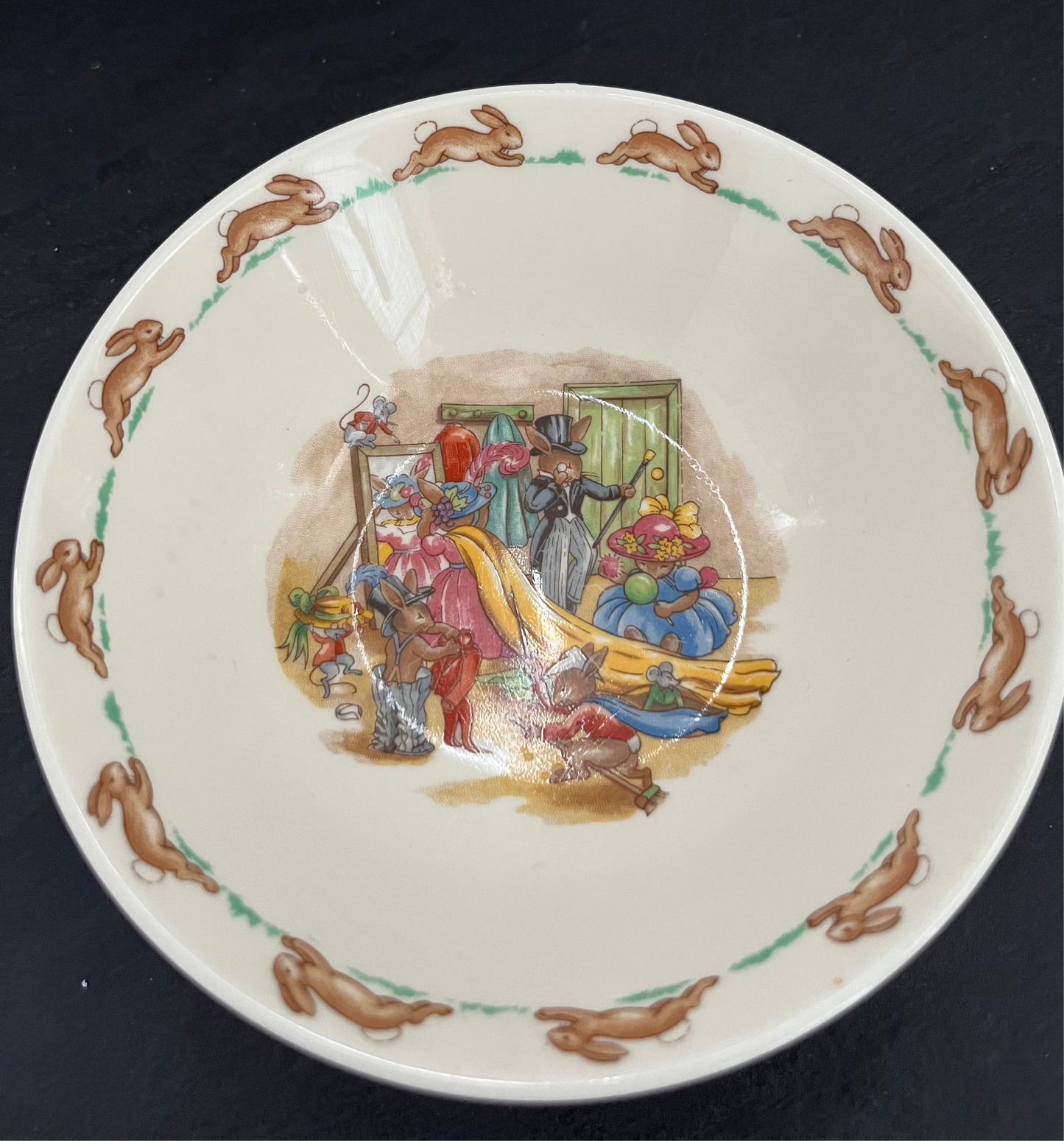 Royal Doulton Bunnykins “Family Dressing Up”  – 1980s Bone China, 8-Inch Child’s Bowl