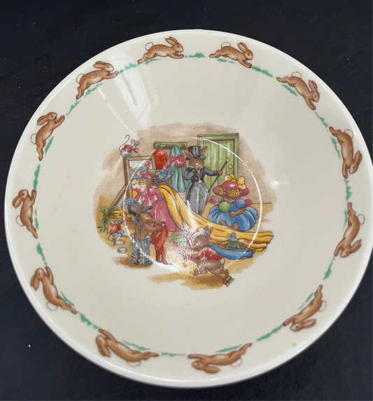 Royal Doulton Bunnykins “Family Dressing Up”  – 1980s Bone China, 8-Inch Child’s Bowl