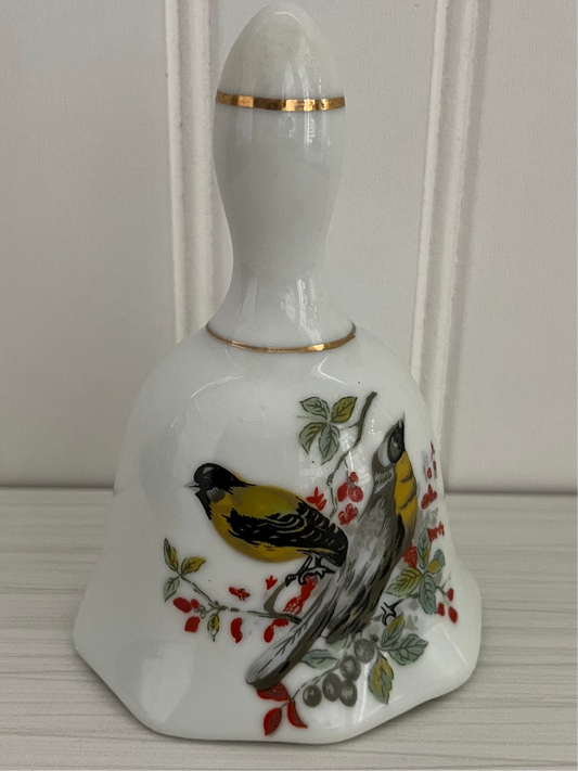 Vintage Porcelain Bird Bell – Likely Queen’s “Birds of America” Series I by Rosina China Co., England (c. 1970s–80s)