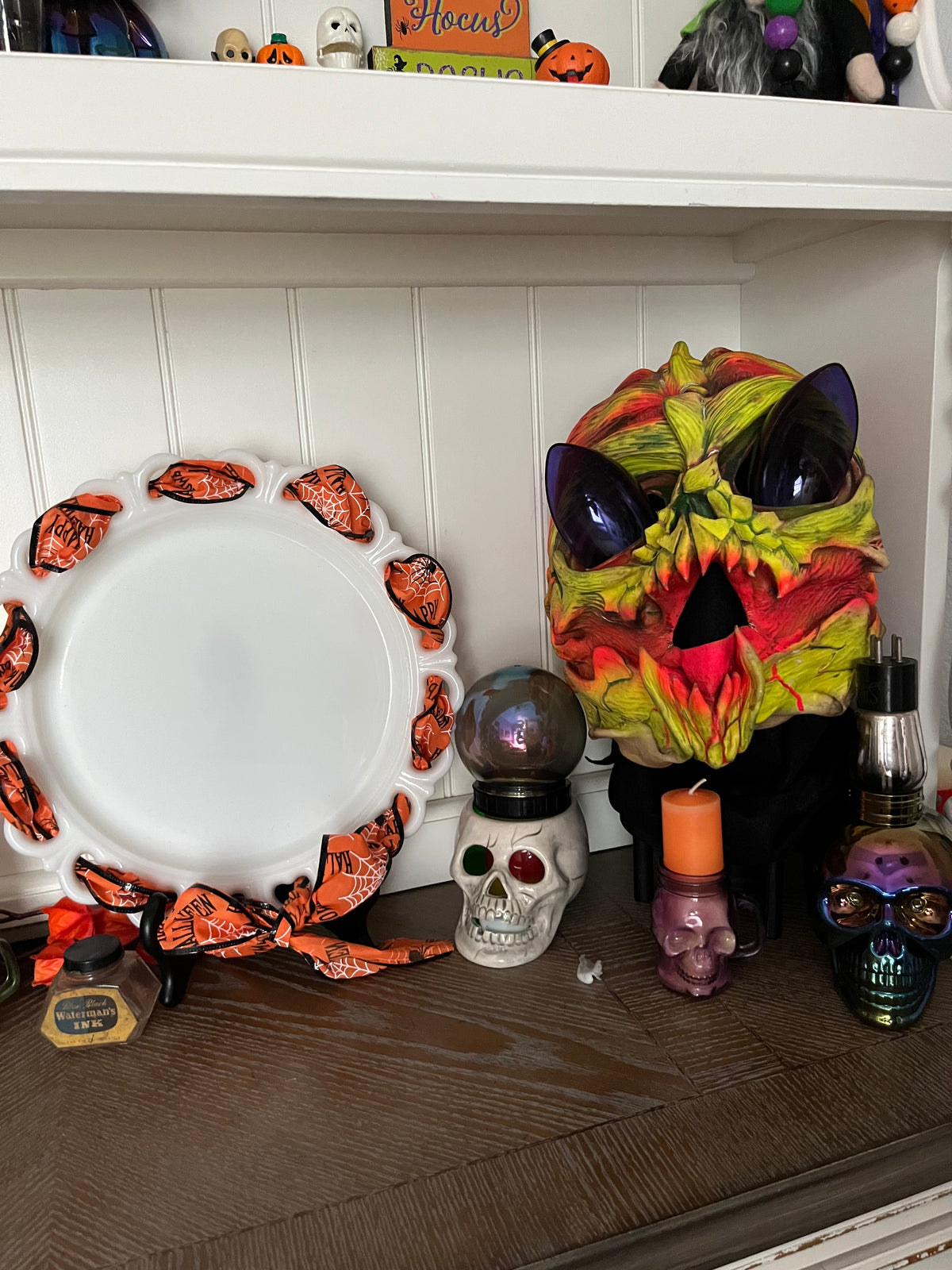 Vintage 1999 Vintage BSS Alien Invader Skull Neon Halloween Mask, Be Something Studios B.Y. Halloween Horror